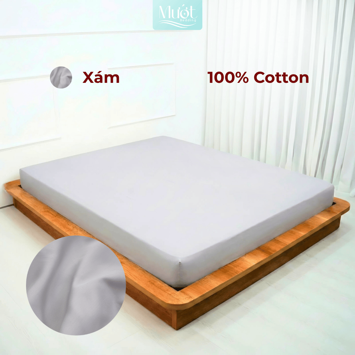 Ga giường 1m8x2m Cotton Satin Mướt bedding, drap giường 100% cotton cao cấp