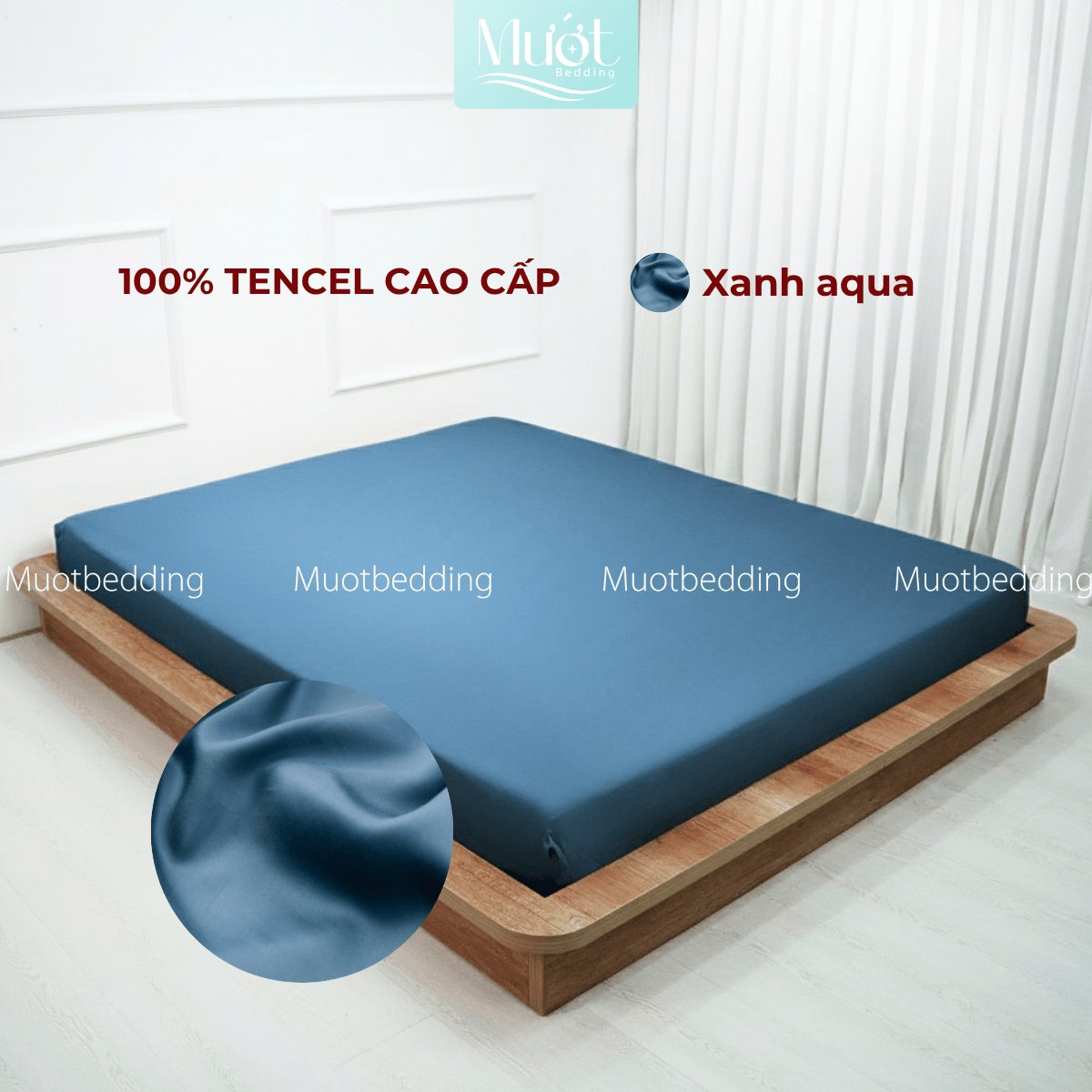 Ga giường kích thước 2m2x2m Lụa Tencel 60s cao cấp trơn màu, drap bo chun