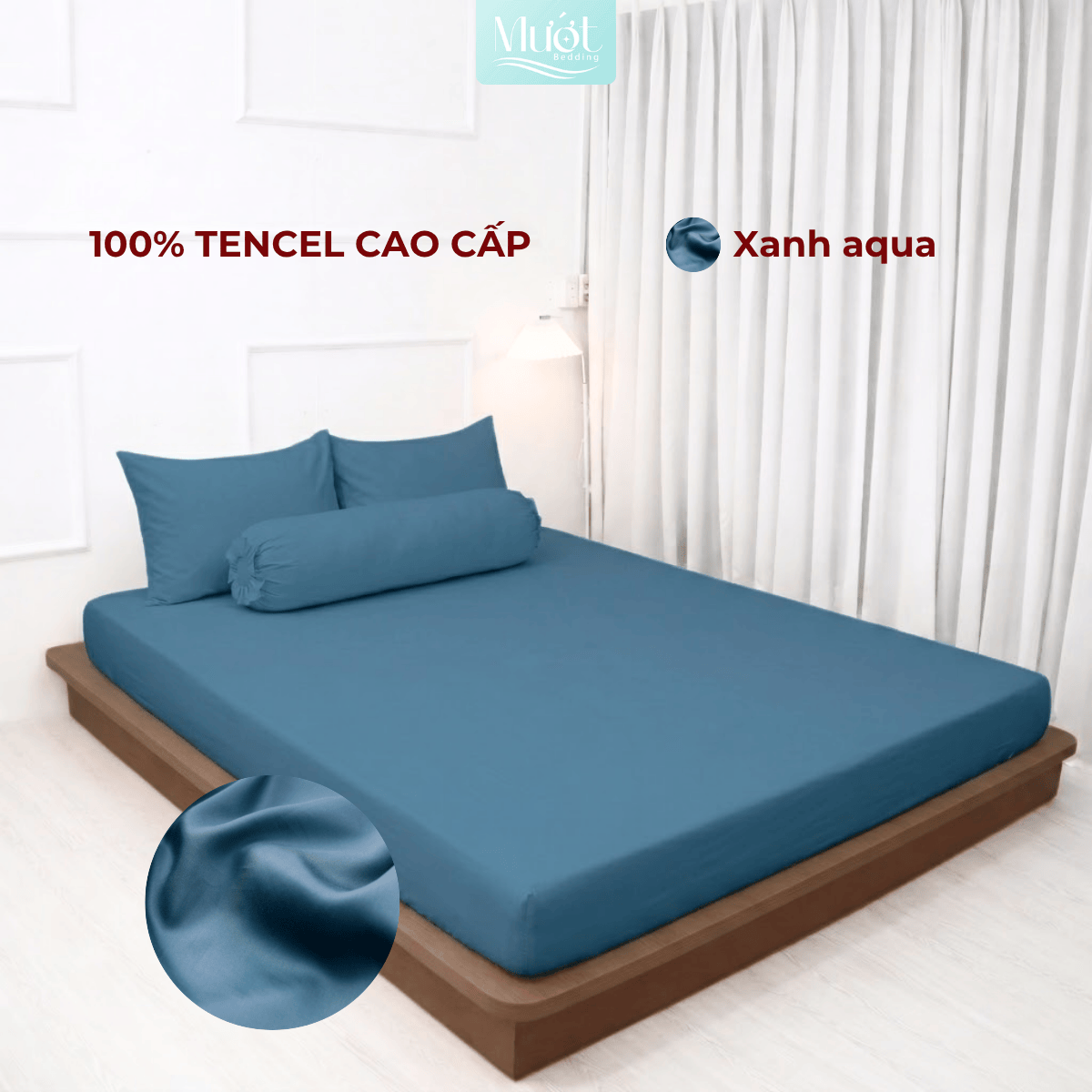 Bộ 4 Món Ga Gối Tencel 60s 1M6x2M (Dày 13 - 22CM) | ĐỘC QUYỀN TRÊN LIVE | MƯỚT BEDDING