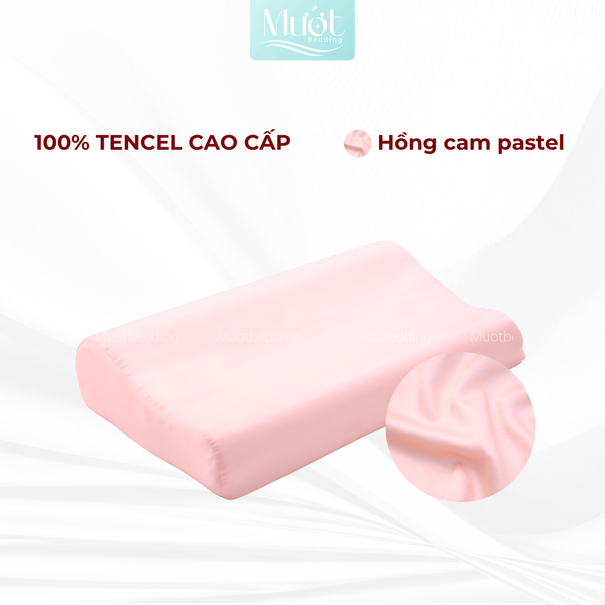 Vỏ gối cao su non Mướt Bedding lụa Tencel 60s trơn màu cao cấp, bao áo gối Memory Foam đầy đủ size