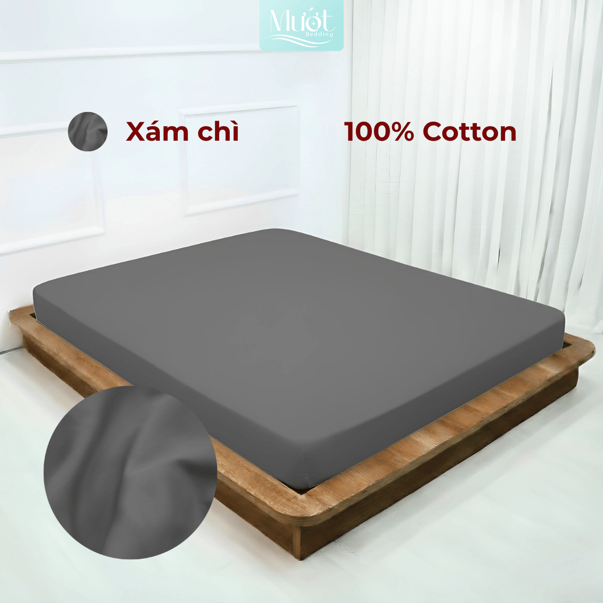 Ga giường 1m8x2m Cotton Satin Mướt bedding, drap giường 100% cotton cao cấp