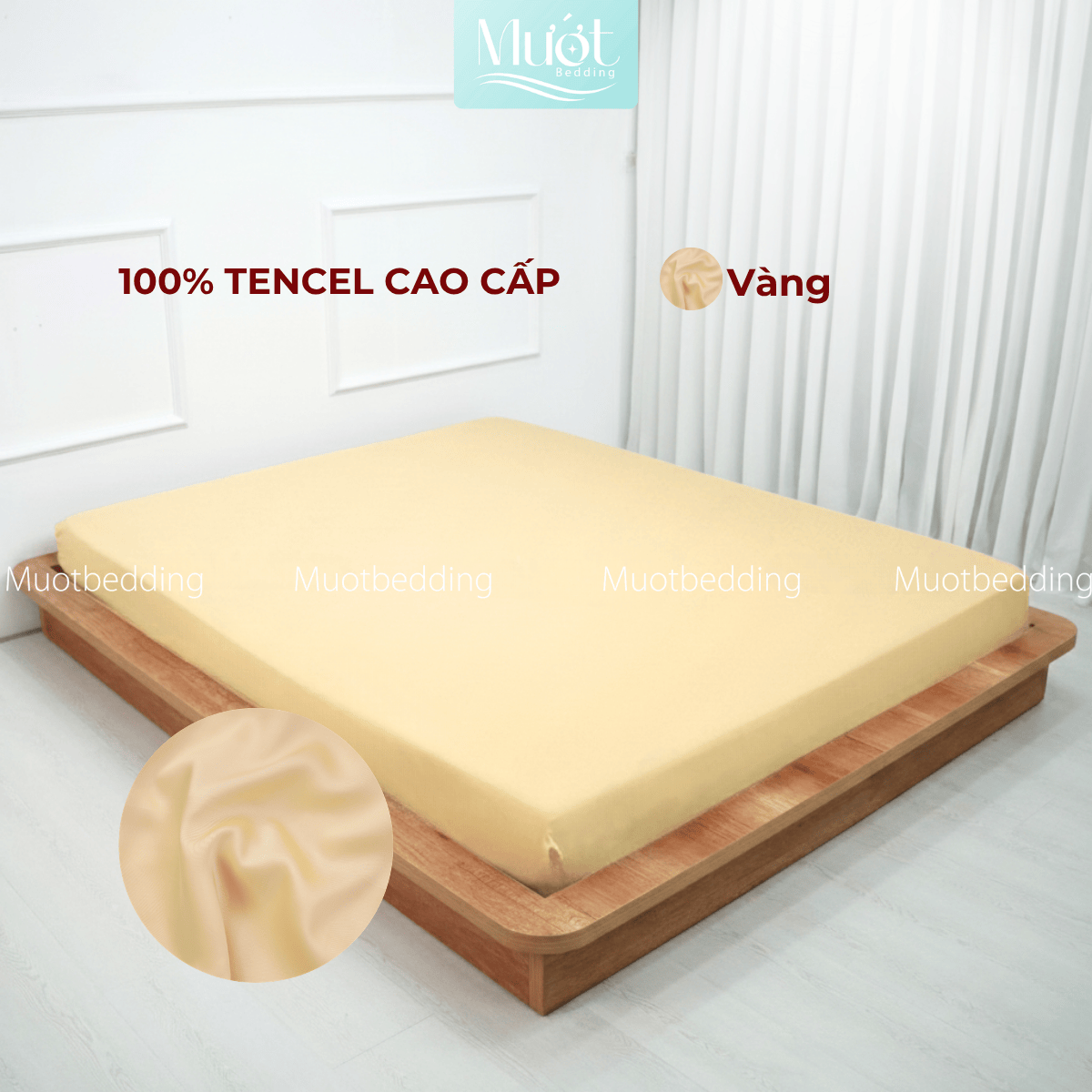 Ga giường kích thước 1m8x2m Lụa Tencel 60s Mướt Bedding cao cấp trơn màu, bo chun