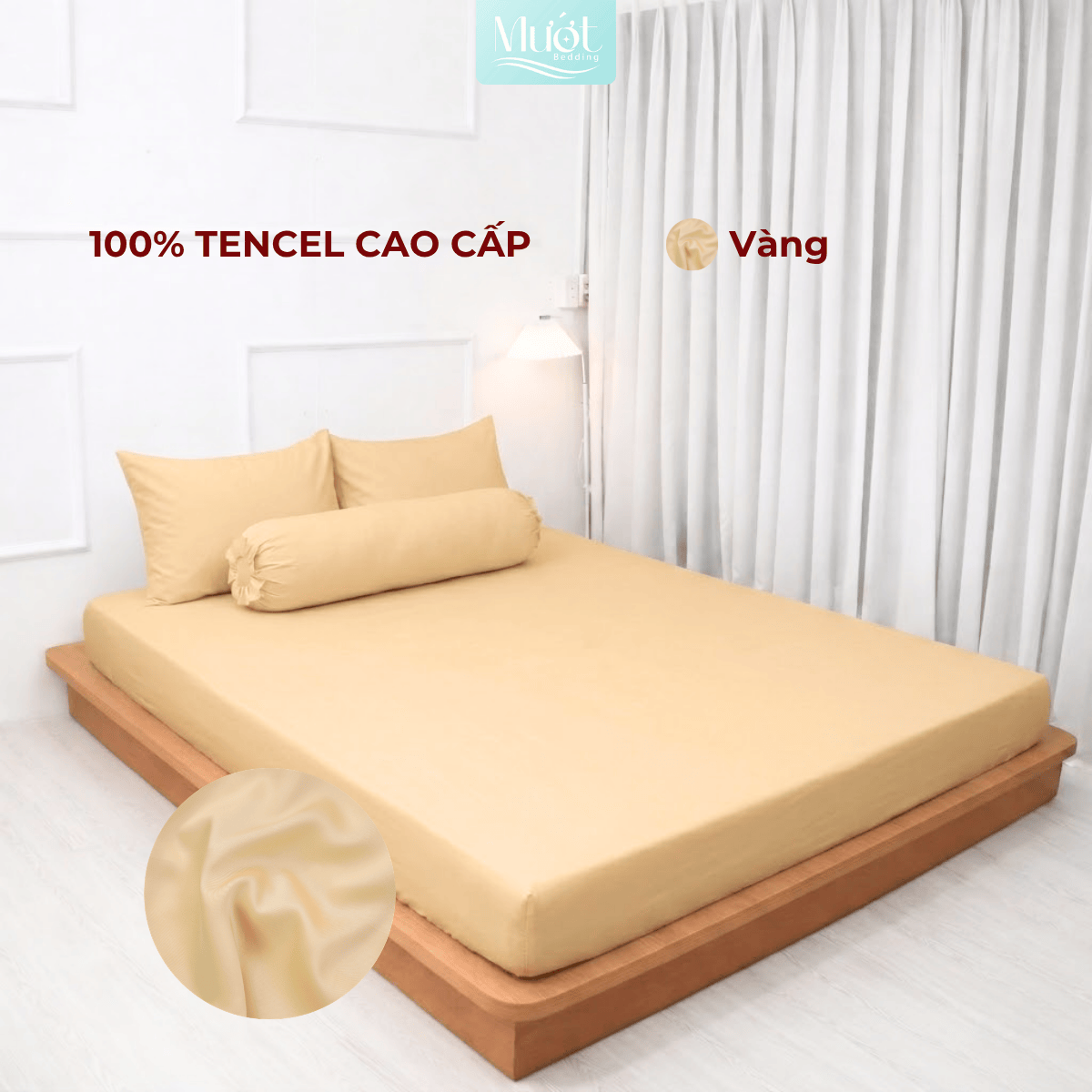 Bộ 4 Món Ga Gối Tencel 60s 1M6x2M (Dày 13 - 22CM) | ĐỘC QUYỀN TRÊN LIVE | MƯỚT BEDDING