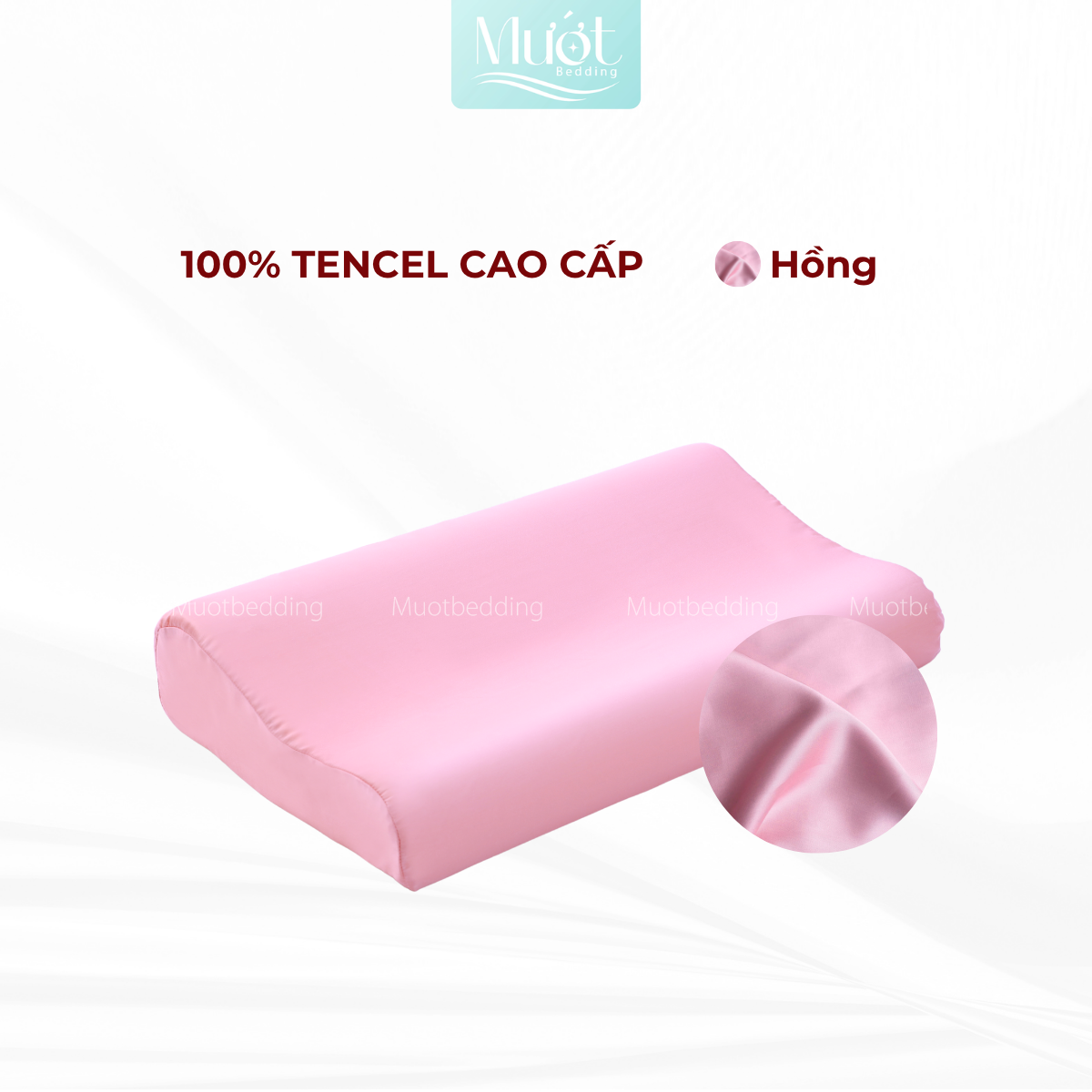 Vỏ gối cao su non Mướt Bedding lụa Tencel 60s trơn màu cao cấp, bao áo gối Memory Foam đầy đủ size