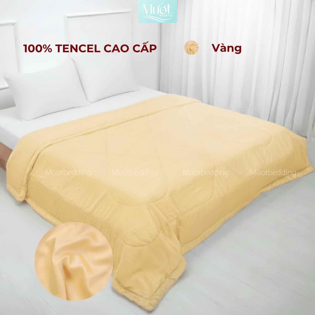 Chăn chần bông Lụa Tencel 60s trơn màu cao cấp Mướt bedding đầy đủ size, mềm mịn thoáng mát