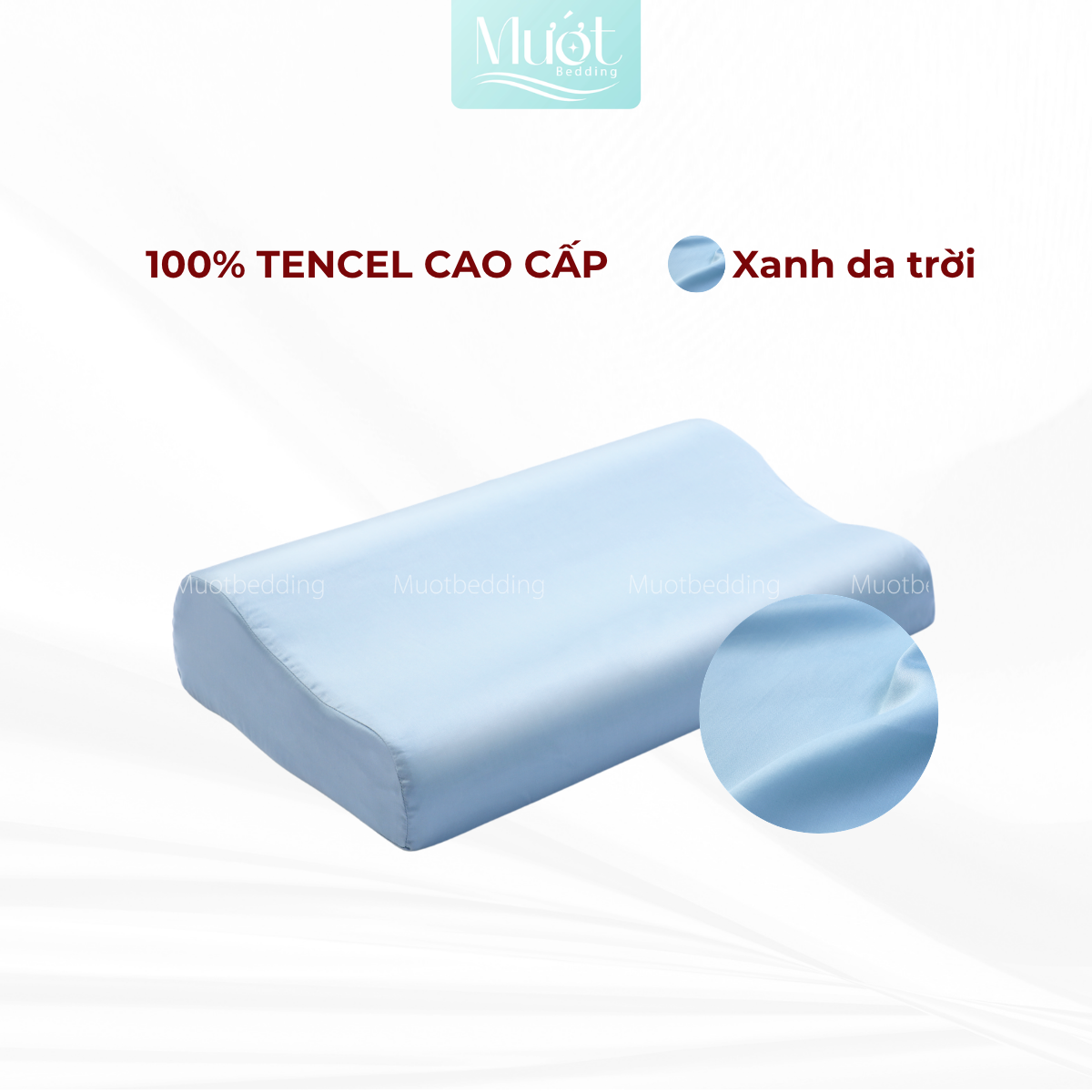 Vỏ gối cao su non Mướt Bedding lụa Tencel 60s trơn màu cao cấp, bao áo gối Memory Foam đầy đủ size