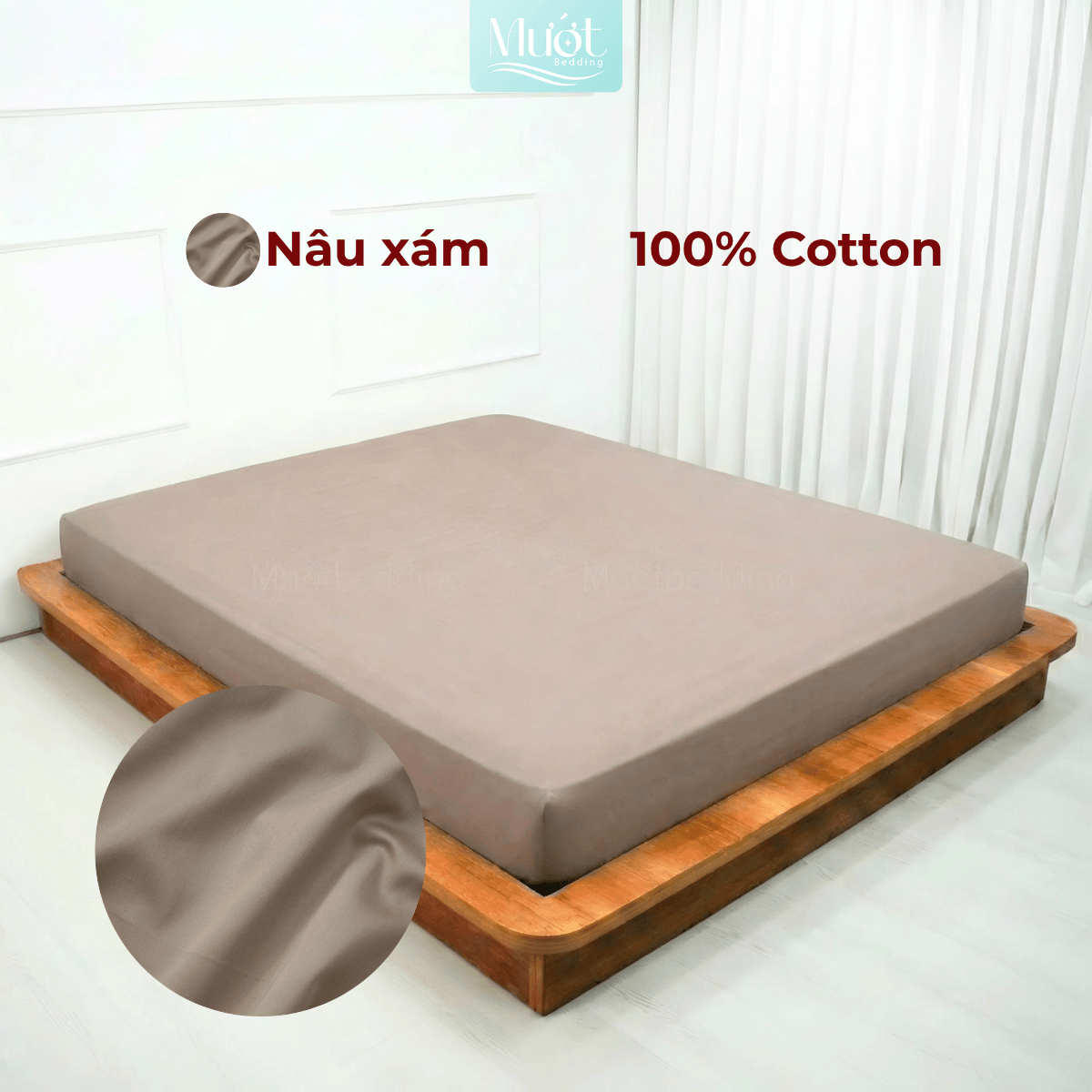 Ga giường 1m8x2m Cotton Satin Mướt bedding, drap giường 100% cotton cao cấp