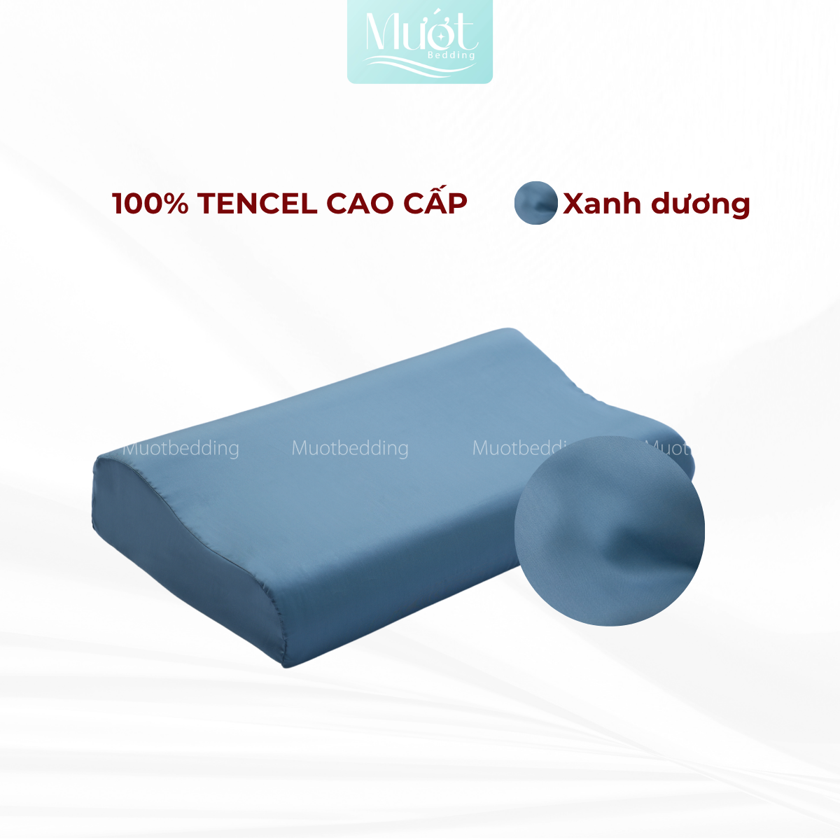 Vỏ gối cao su non Mướt Bedding lụa Tencel 60s trơn màu cao cấp, bao áo gối Memory Foam đầy đủ size