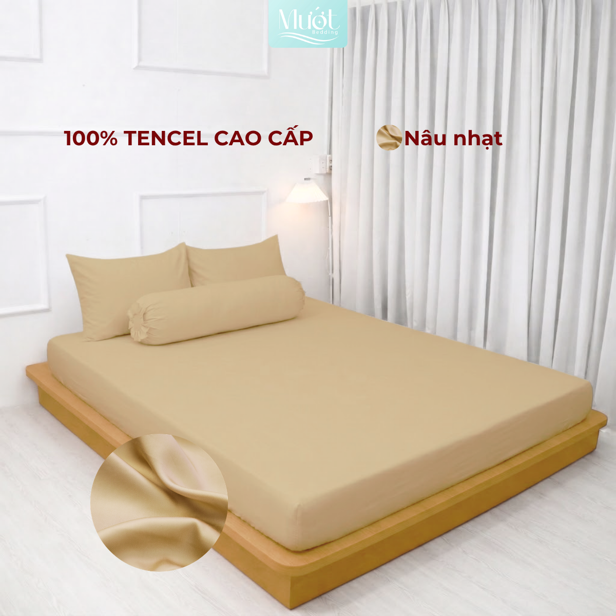 Bộ 4 Món Ga Gối Tencel 60s 1M6x2M (Dày 13 - 22CM) | ĐỘC QUYỀN TRÊN LIVE | MƯỚT BEDDING