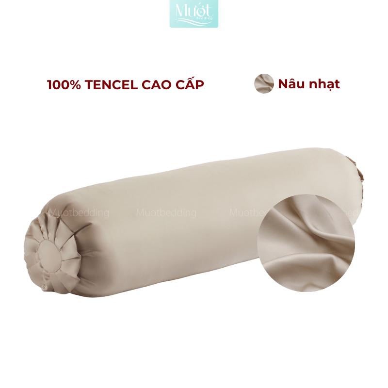 Vỏ Gối Ôm Lụa Tencel 60s Size 35x100cm Màu Trơn, Nhiều màu, Dây kéo khoá Mướt bedding, mềm, mịn, thoáng mát
