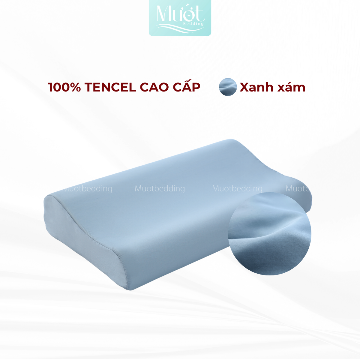 Vỏ gối cao su non Mướt Bedding lụa Tencel 60s trơn màu cao cấp, bao áo gối Memory Foam đầy đủ size