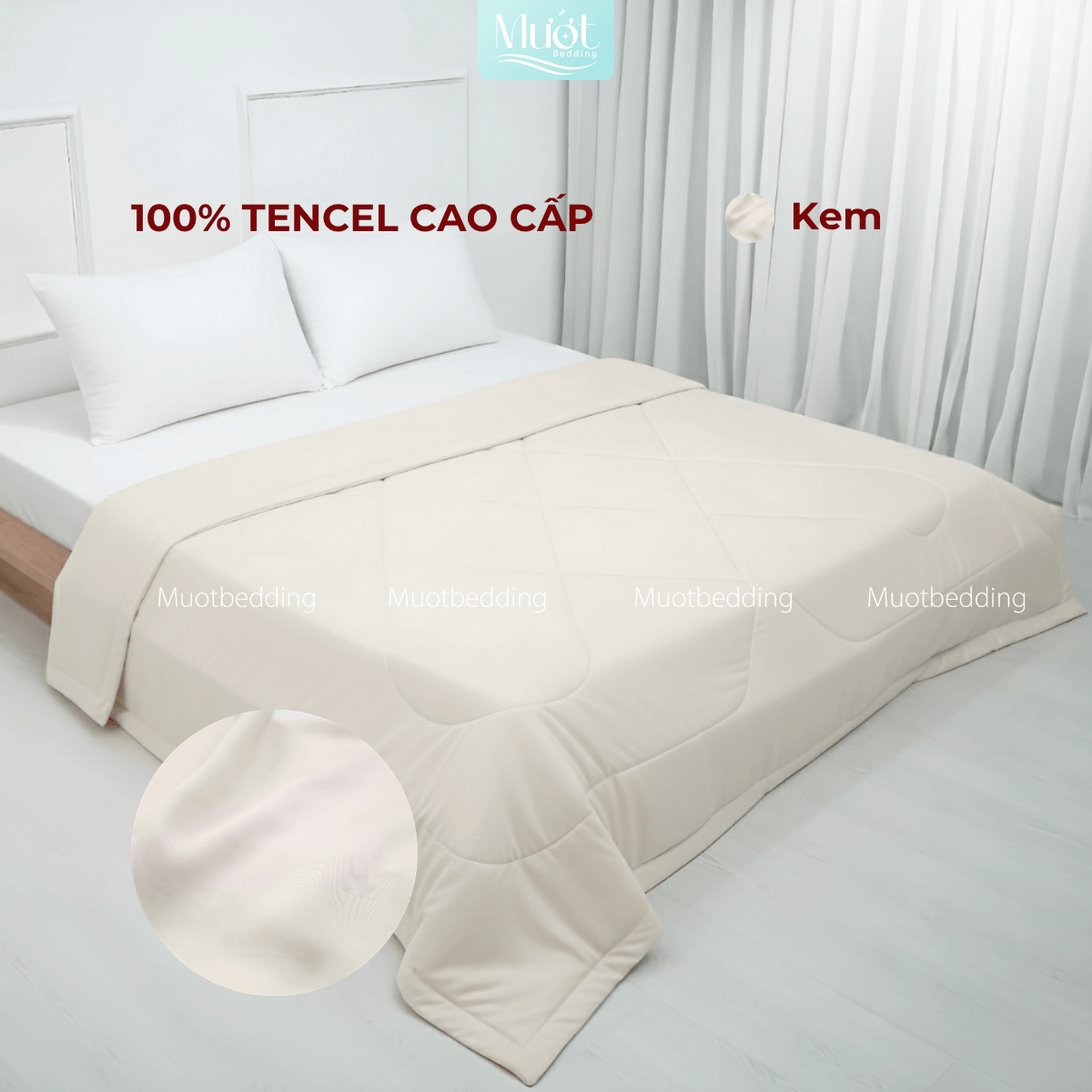 Chăn chần bông Lụa Tencel 60s trơn màu cao cấp Mướt bedding đầy đủ size, mềm mịn thoáng mát