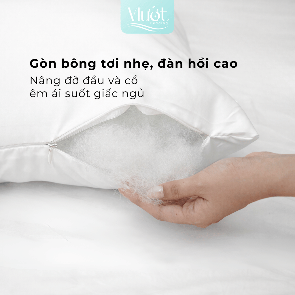 Ruột gối nằm gòn bông, ruột gối ôm Mướt bedding chất liệu gòn bông, gối nằm cao, đàn hồi tốt, nâng đỡ cổ vai gáy