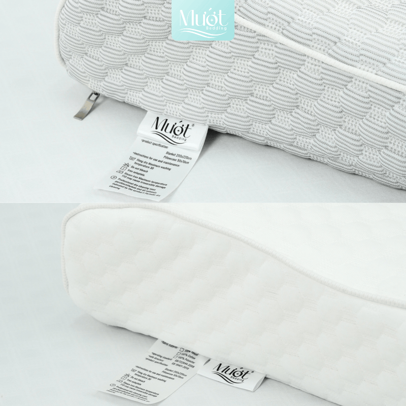 Gối Memory Foam công thái học, cao su non lượn sóng, kích thước 58x40x9/11