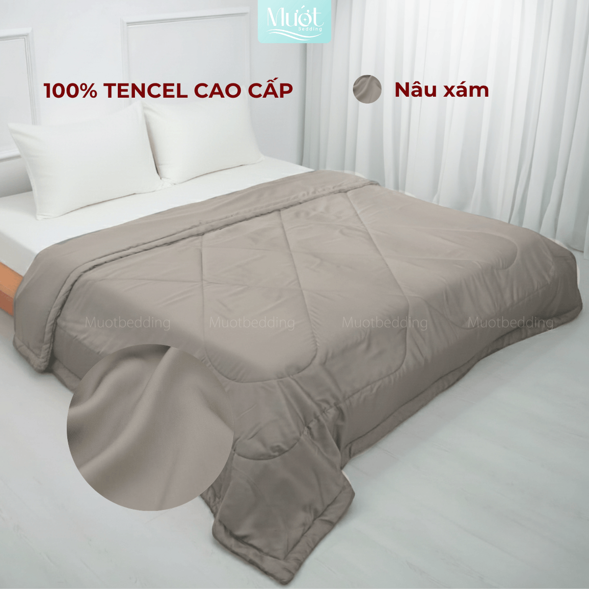Chăn chần bông Lụa Tencel 60s trơn màu cao cấp Mướt bedding đầy đủ size, mềm mịn thoáng mát