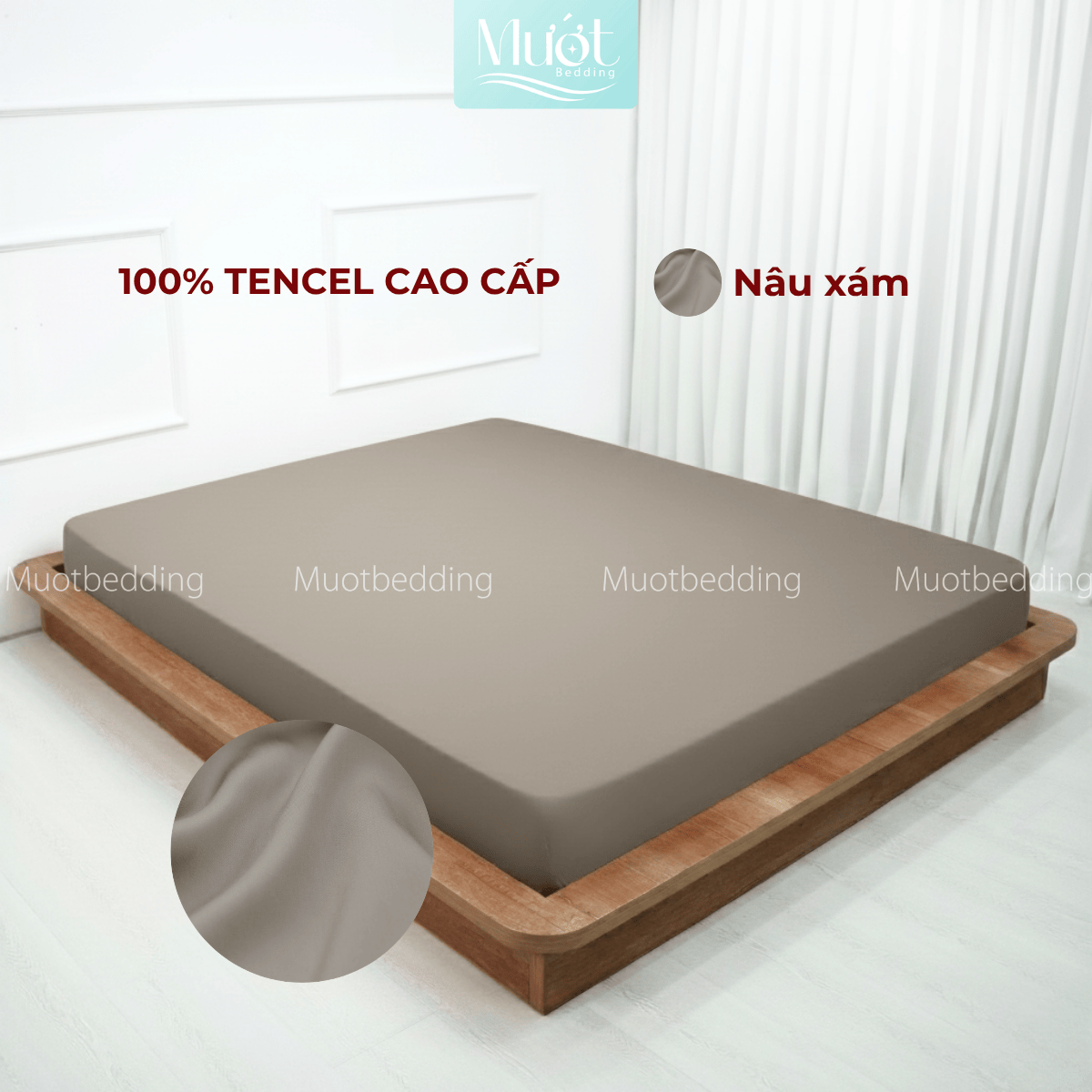 Ga giường kích thước 1m8x2m Lụa Tencel 60s Mướt Bedding cao cấp trơn màu, bo chun