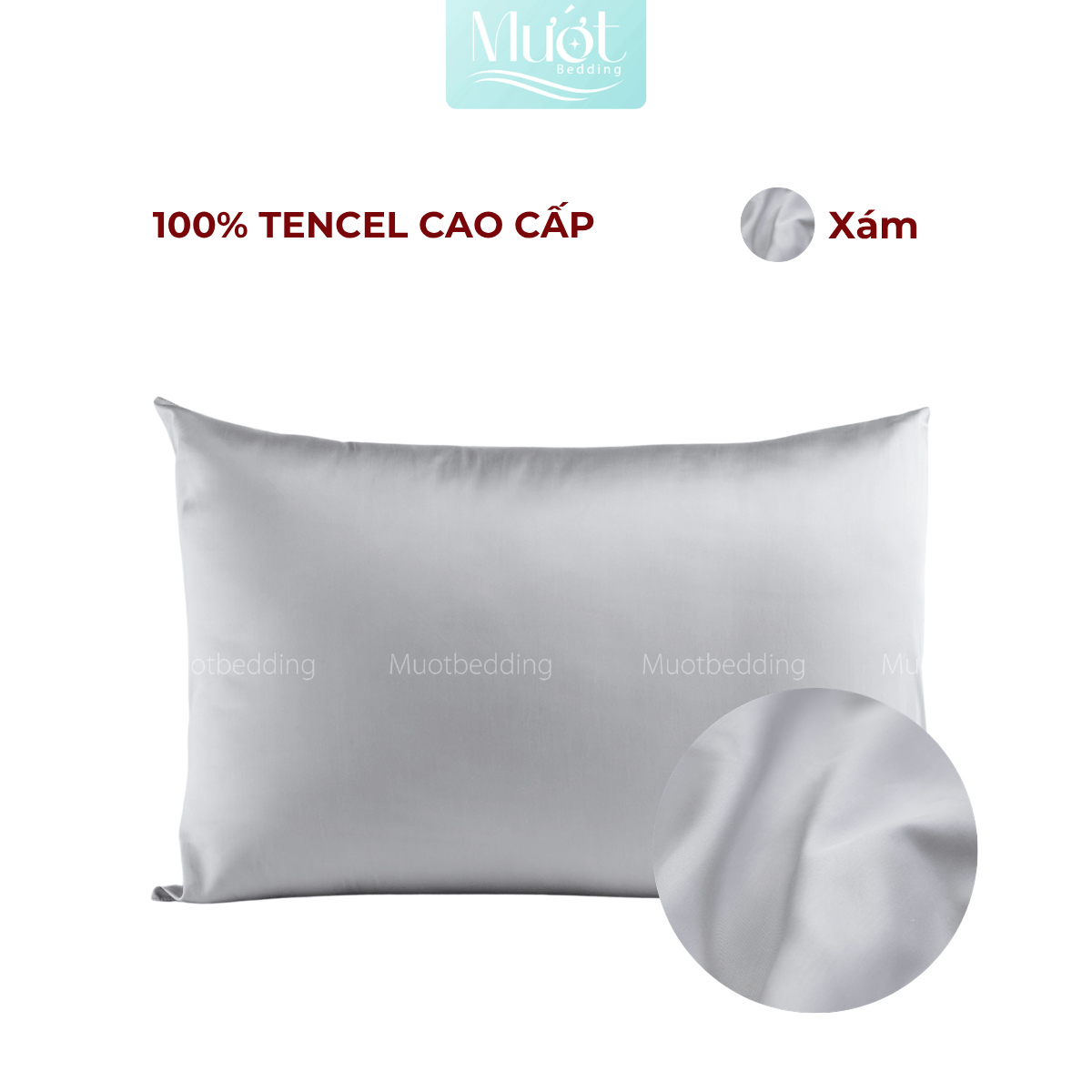 Vỏ gối nằm Lụa Tencel 60s trơn màu 50x70cm, 45x65cm, 40x60cm, 35x50cm Mướt Bedding áo gối 100% Tencel, mềm, mịn, thoáng mát