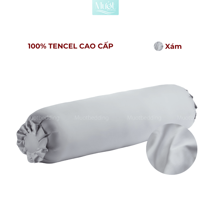 Vỏ Gối Ôm Lụa Tencel 60s Size 35x100cm Màu Trơn, Nhiều màu, Dây kéo khoá Mướt bedding, mềm, mịn, thoáng mát