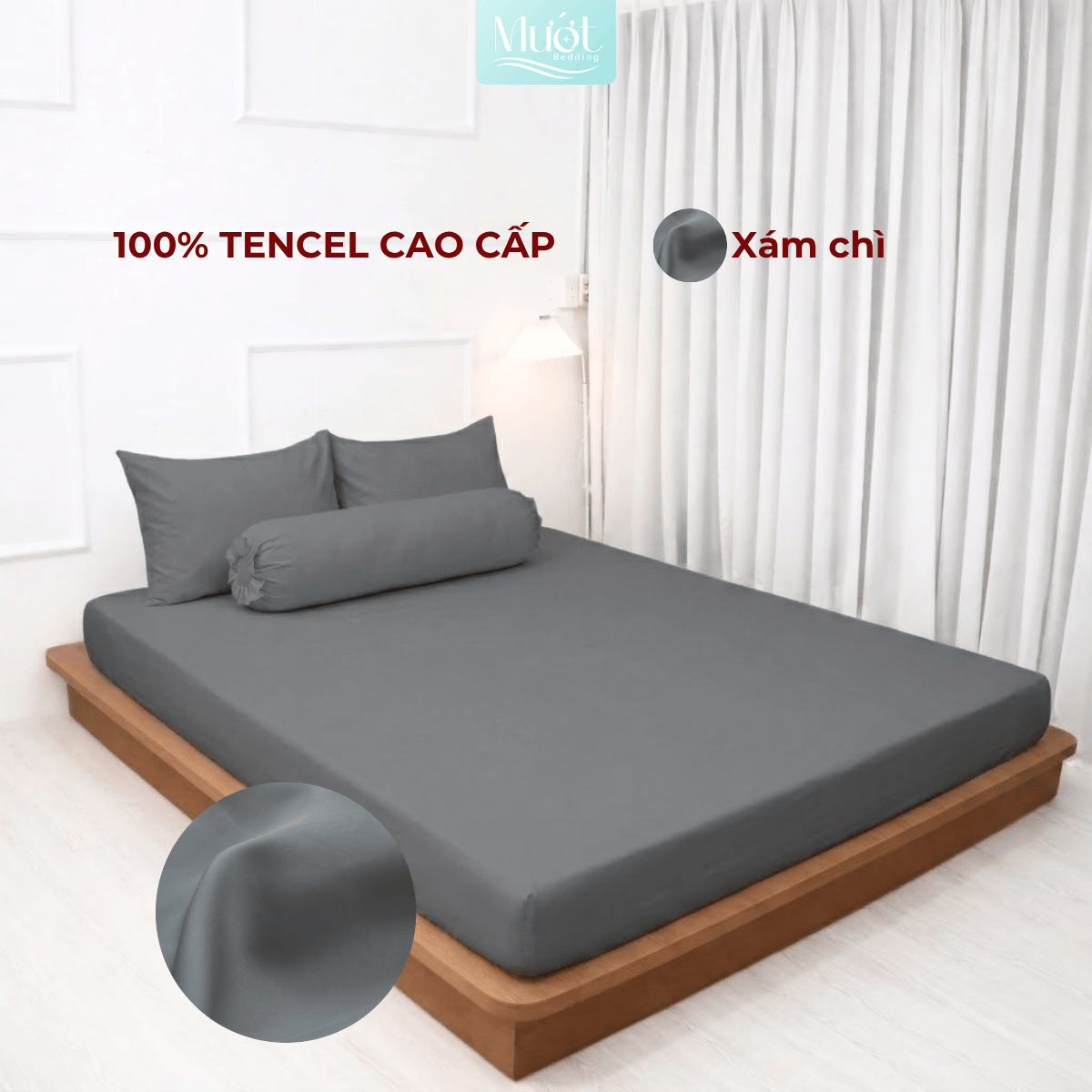 Bộ 4 Món Ga Gối Tencel 60s 1M6x2M (Dày 13 - 22CM) | ĐỘC QUYỀN TRÊN LIVE | MƯỚT BEDDING