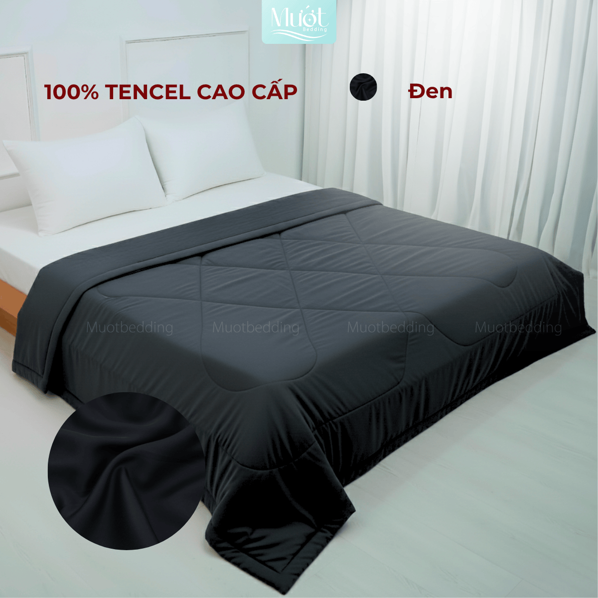 Chăn chần bông Lụa Tencel 60s trơn màu cao cấp Mướt bedding đầy đủ size, mềm mịn thoáng mát