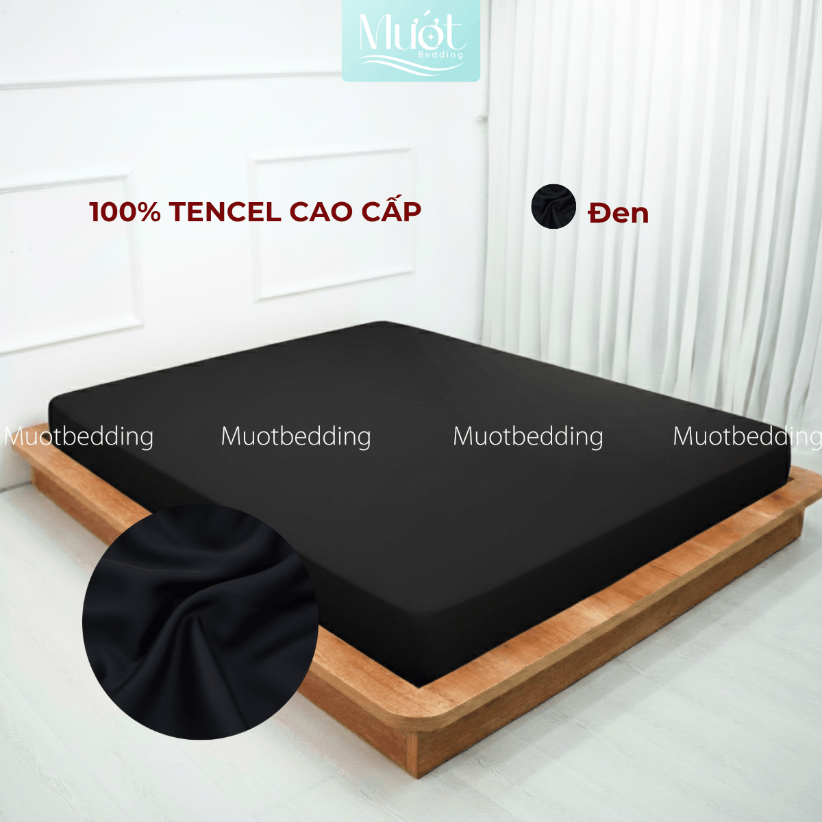 Ga giường kích thước 2m2x2m Lụa Tencel 60s cao cấp trơn màu, drap bo chun