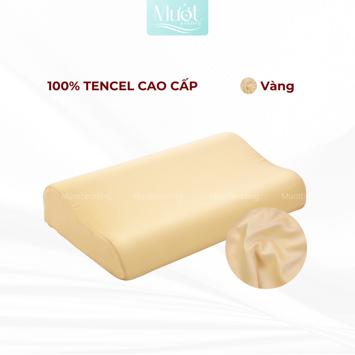 Vỏ gối cao su non Mướt Bedding lụa Tencel 60s trơn màu cao cấp, bao áo gối Memory Foam đầy đủ size