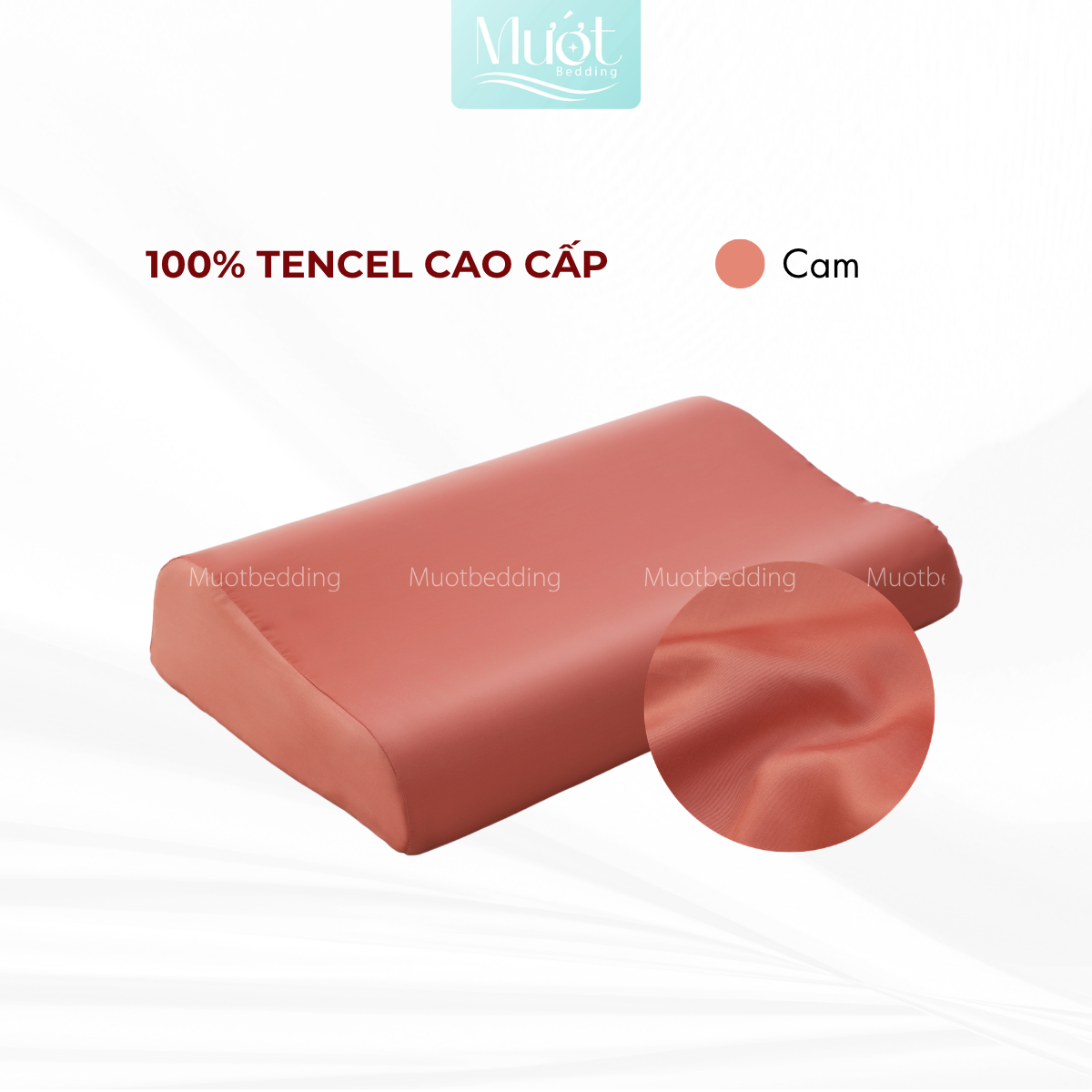 Vỏ gối cao su non Mướt Bedding lụa Tencel 60s trơn màu cao cấp, bao áo gối Memory Foam đầy đủ size
