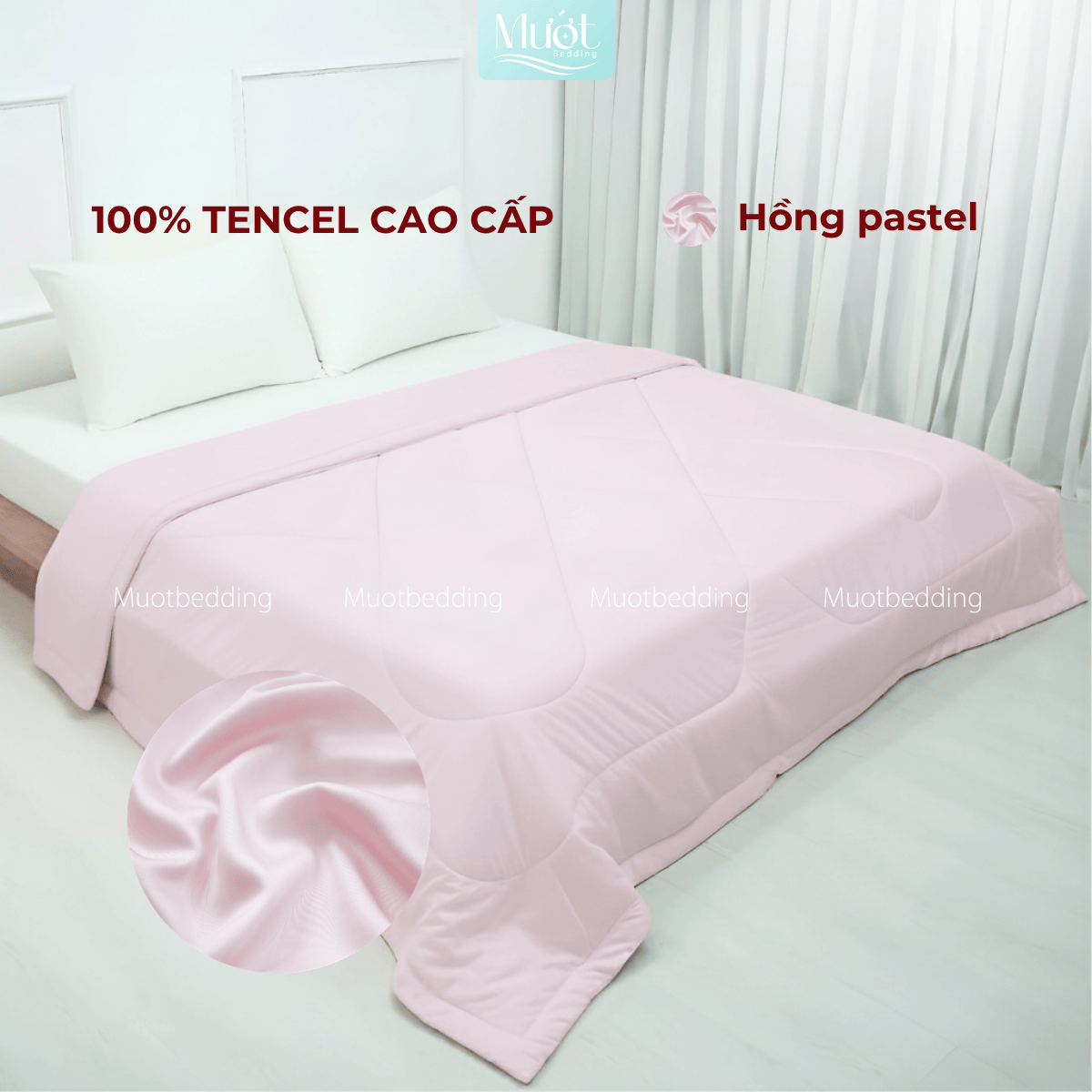 Chăn chần bông Lụa Tencel 60s trơn màu cao cấp Mướt bedding đầy đủ size, mềm mịn thoáng mát