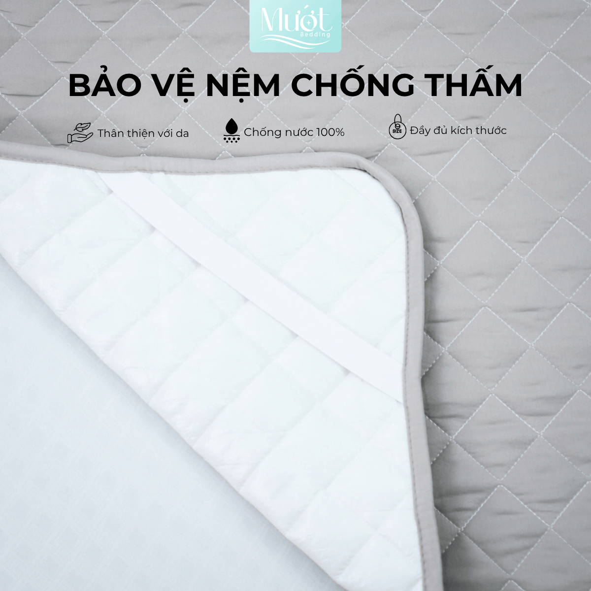 Tấm Bảo Vệ Nệm Chống Thấm Tuyệt Đối, mềm mịn Đầy đủ Kích Thước - Mướt bedding