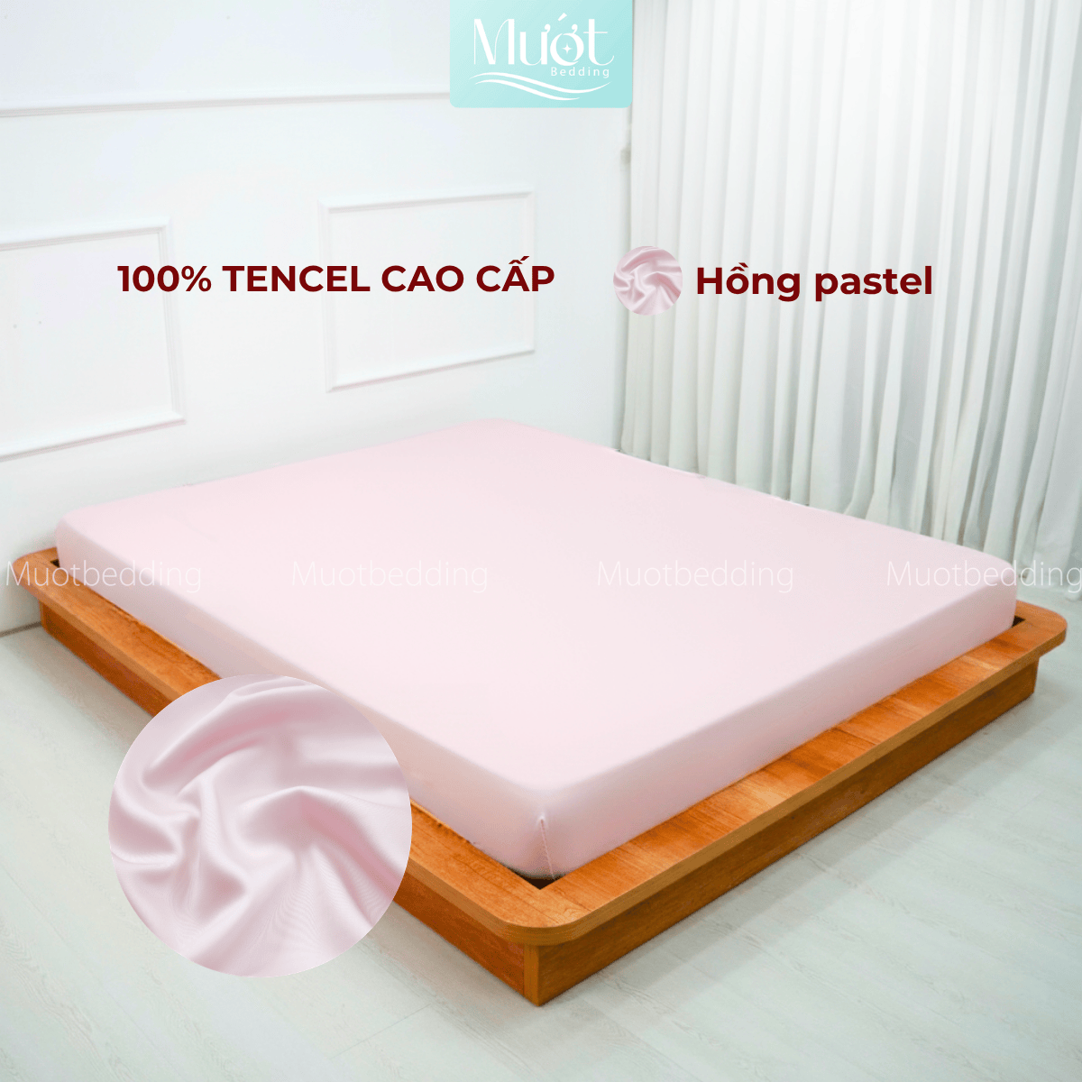 Ga giường kích thước 1m8x2m Lụa Tencel 60s Mướt Bedding cao cấp trơn màu, bo chun