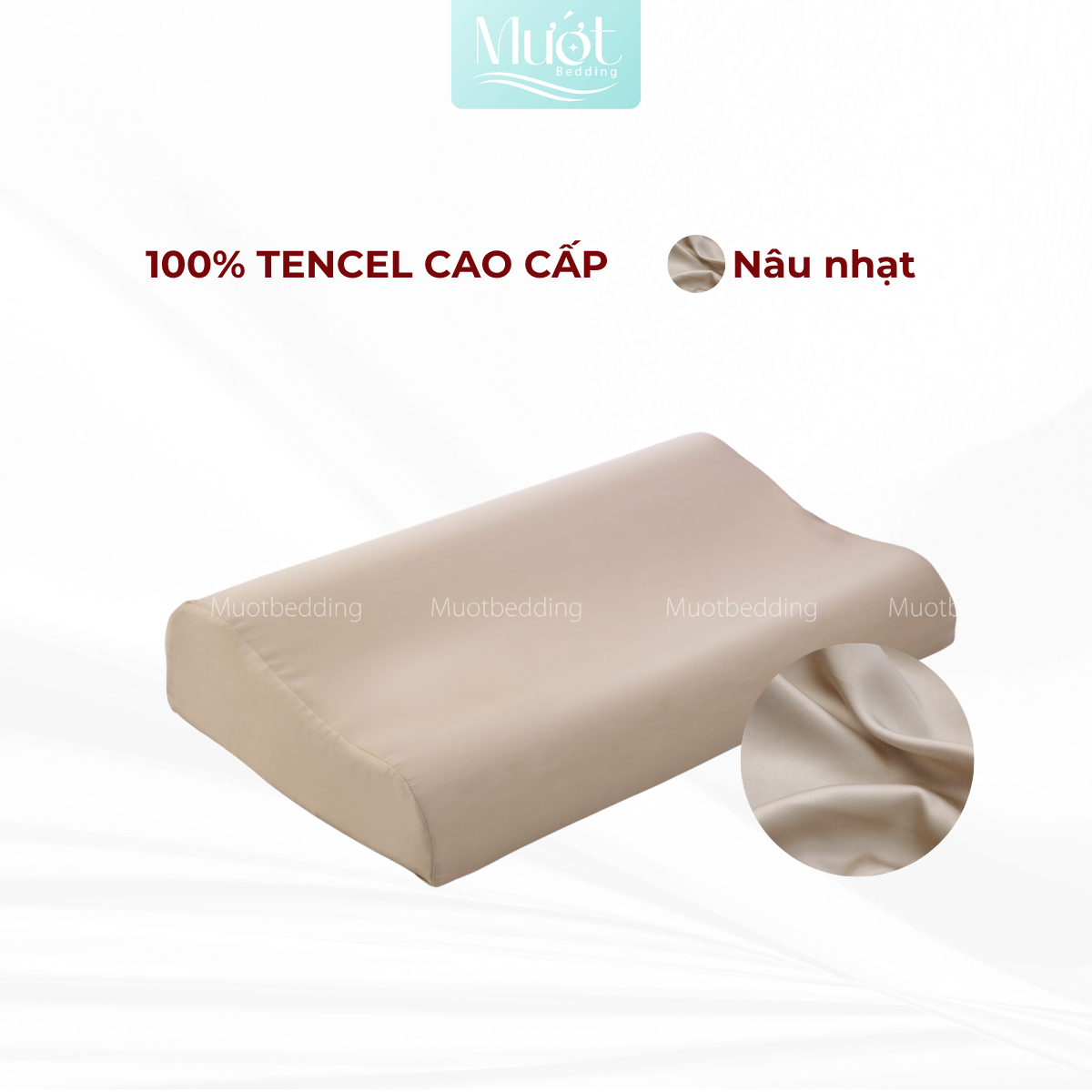 Vỏ gối cao su non Mướt Bedding lụa Tencel 60s trơn màu cao cấp, bao áo gối Memory Foam đầy đủ size