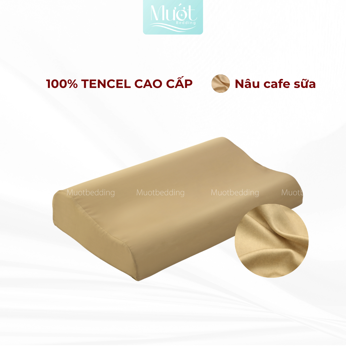Vỏ gối cao su non Mướt Bedding lụa Tencel 60s trơn màu cao cấp, bao áo gối Memory Foam đầy đủ size