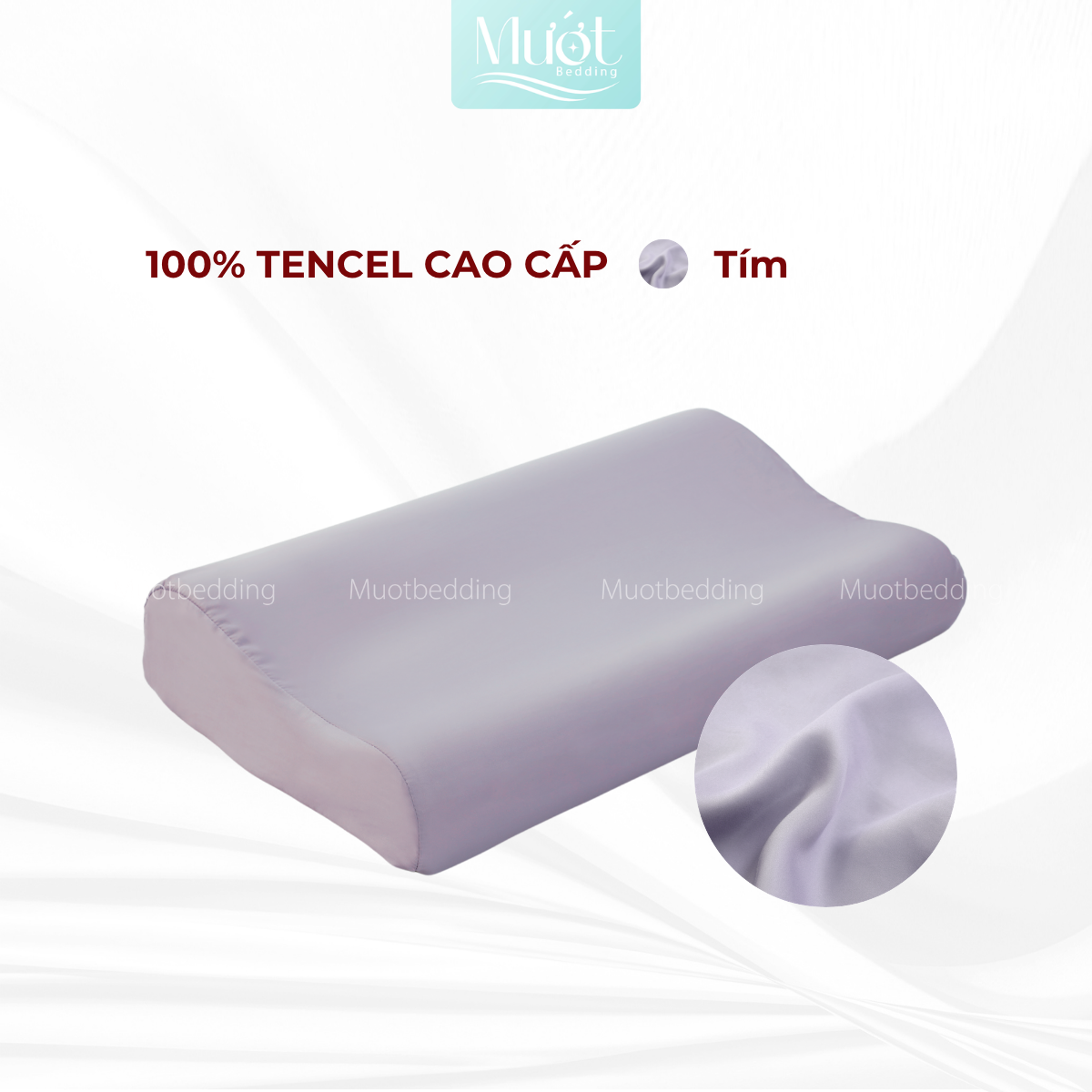 Vỏ gối cao su non Mướt Bedding lụa Tencel 60s trơn màu cao cấp, bao áo gối Memory Foam đầy đủ size