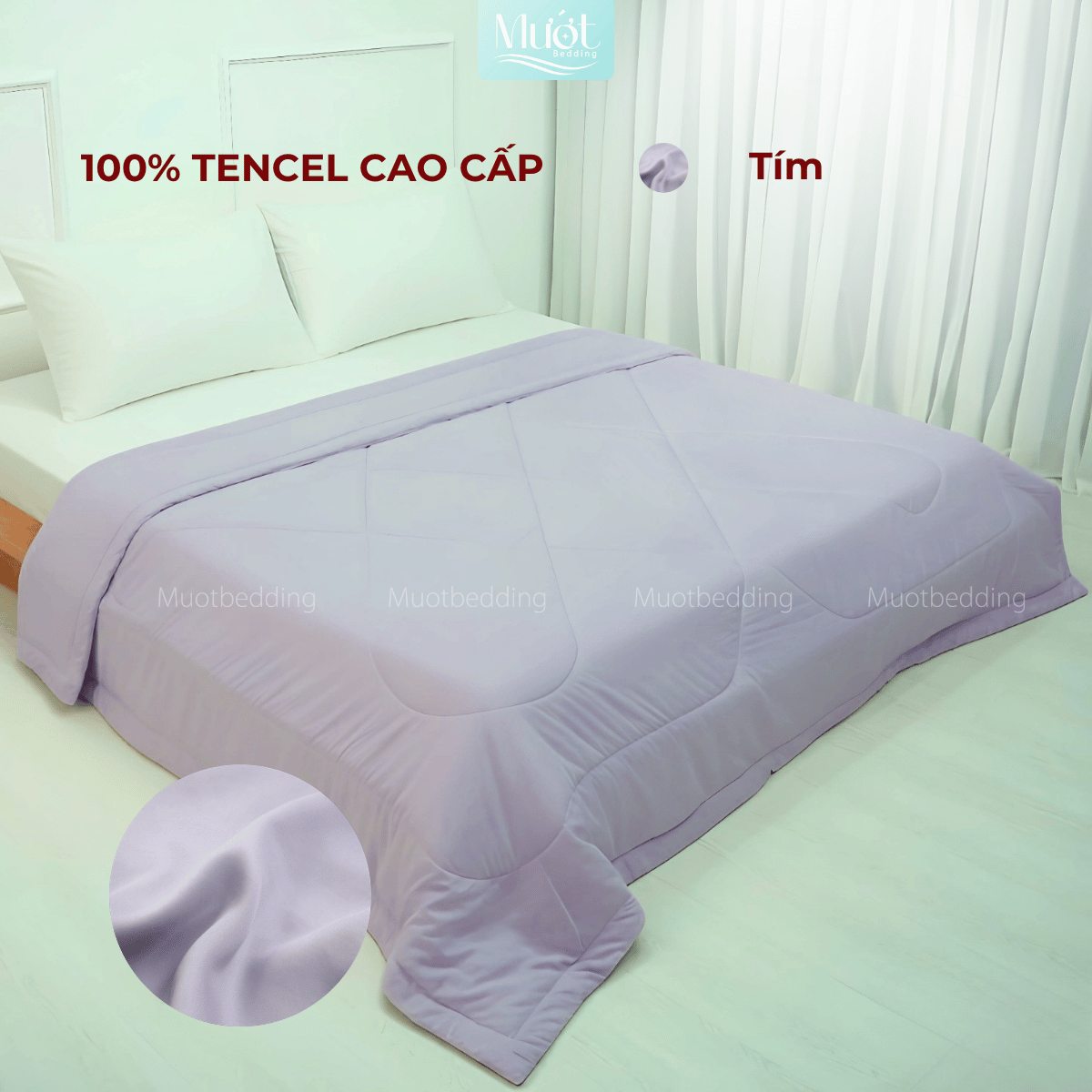 Chăn chần bông Lụa Tencel 60s trơn màu cao cấp Mướt bedding đầy đủ size, mềm mịn thoáng mát