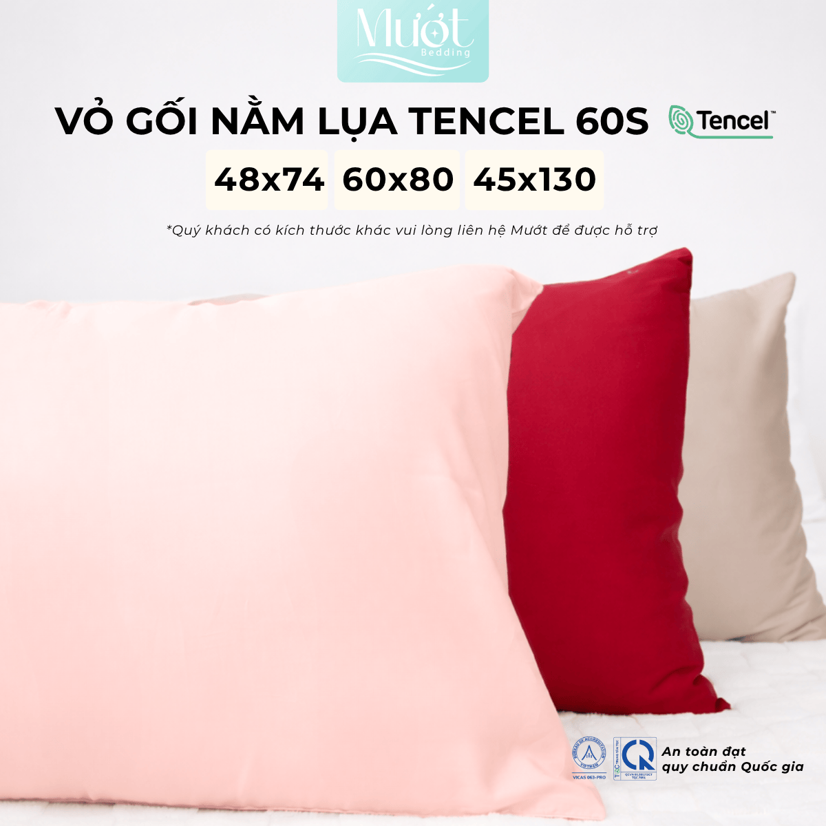 Vỏ gối nằm Lụa Tencel 60s - 35x50cm