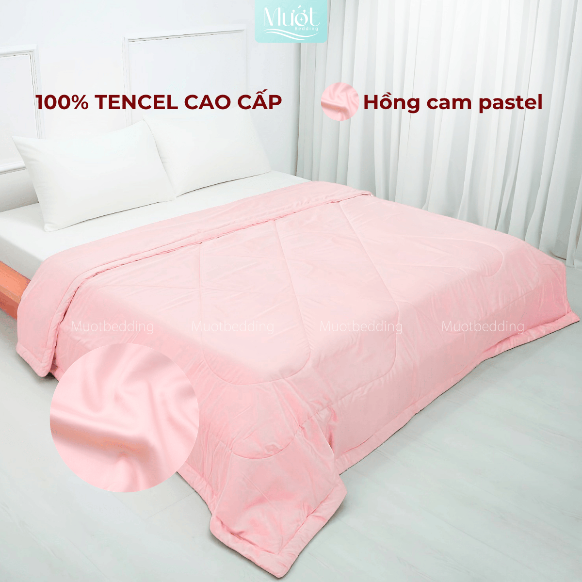 Chăn chần bông Lụa Tencel 60s trơn màu cao cấp Mướt bedding đầy đủ size, mềm mịn thoáng mát