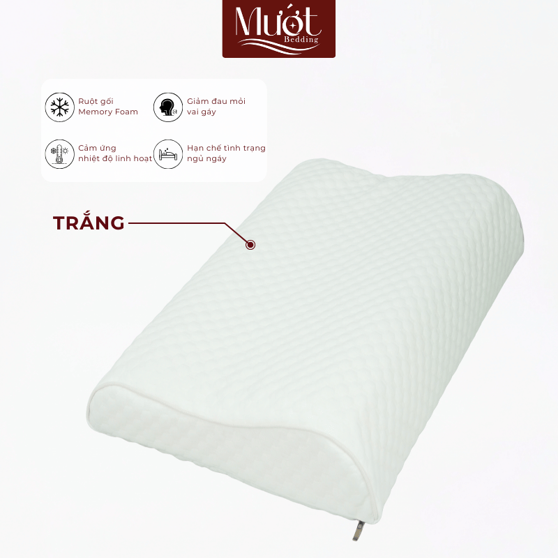 Gối Memory Foam công thái học, cao su non lượn sóng, kích thước 58x40x9/11