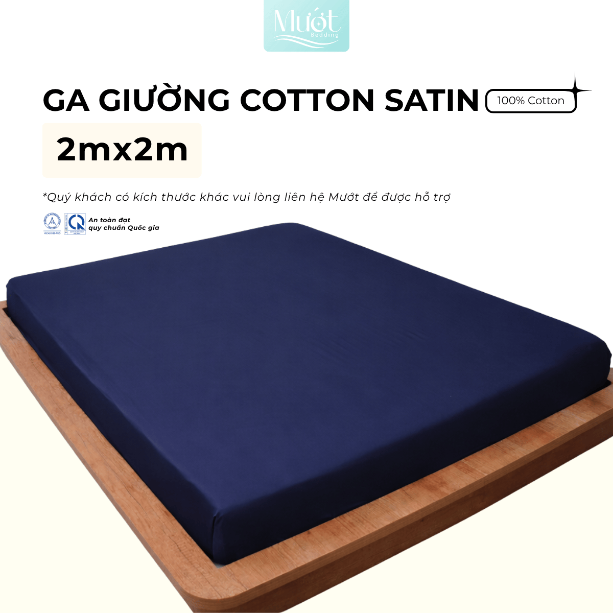 Ga giường Cotton Satin cao cấp Mướt Bedding - 2mx2m (5-12cm)