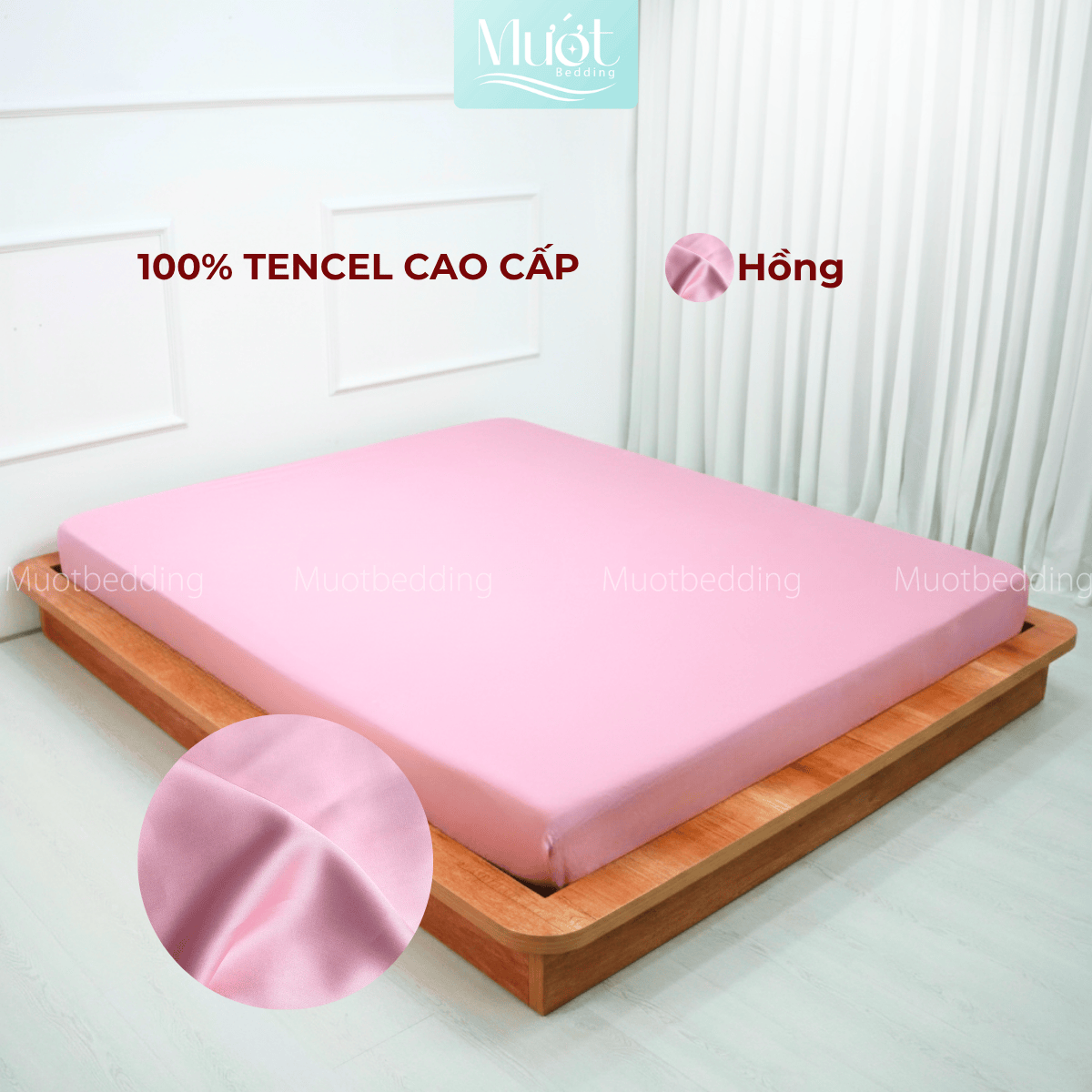Ga giường kích thước 1m8x2m Lụa Tencel 60s Mướt Bedding cao cấp trơn màu, bo chun