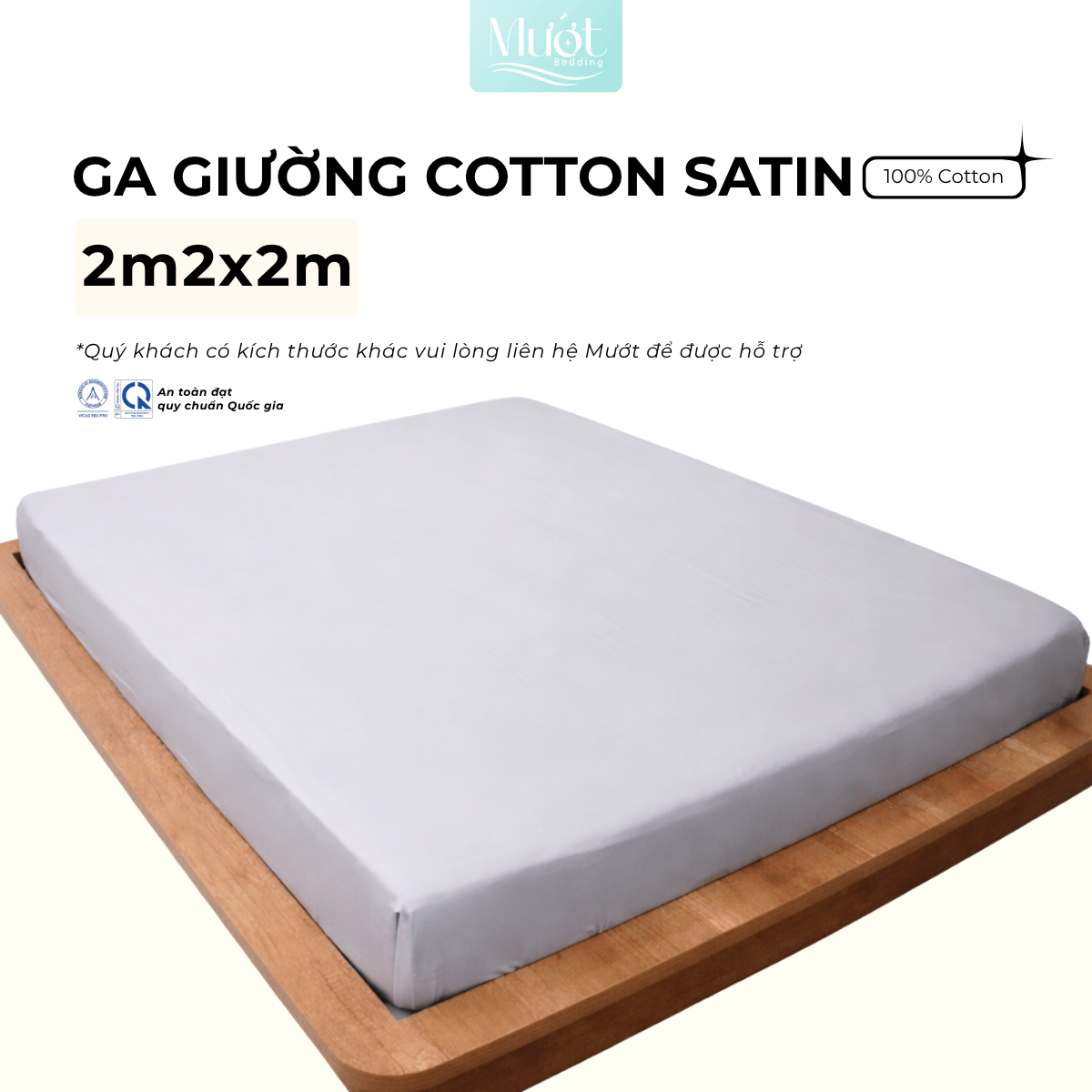 Ga giường kích thước 2mx2m Cotton Satin Mướt bedding chất liệu 100% cotton cao cấp