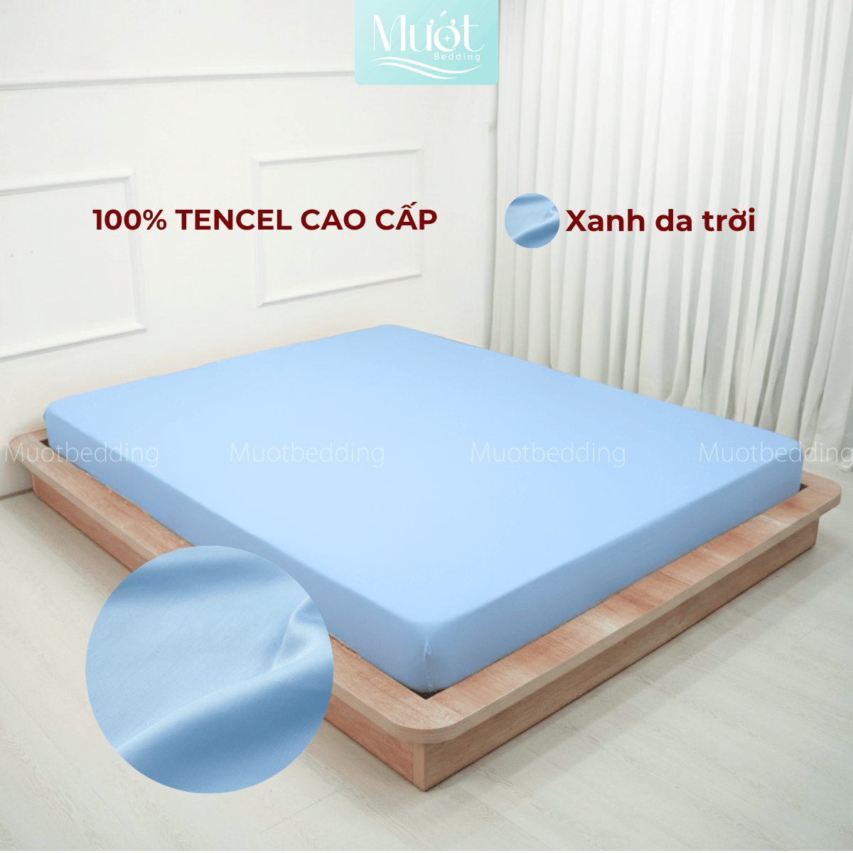 Ga giường kích thước 1m8x2m Lụa Tencel 60s Mướt Bedding cao cấp trơn màu, bo chun