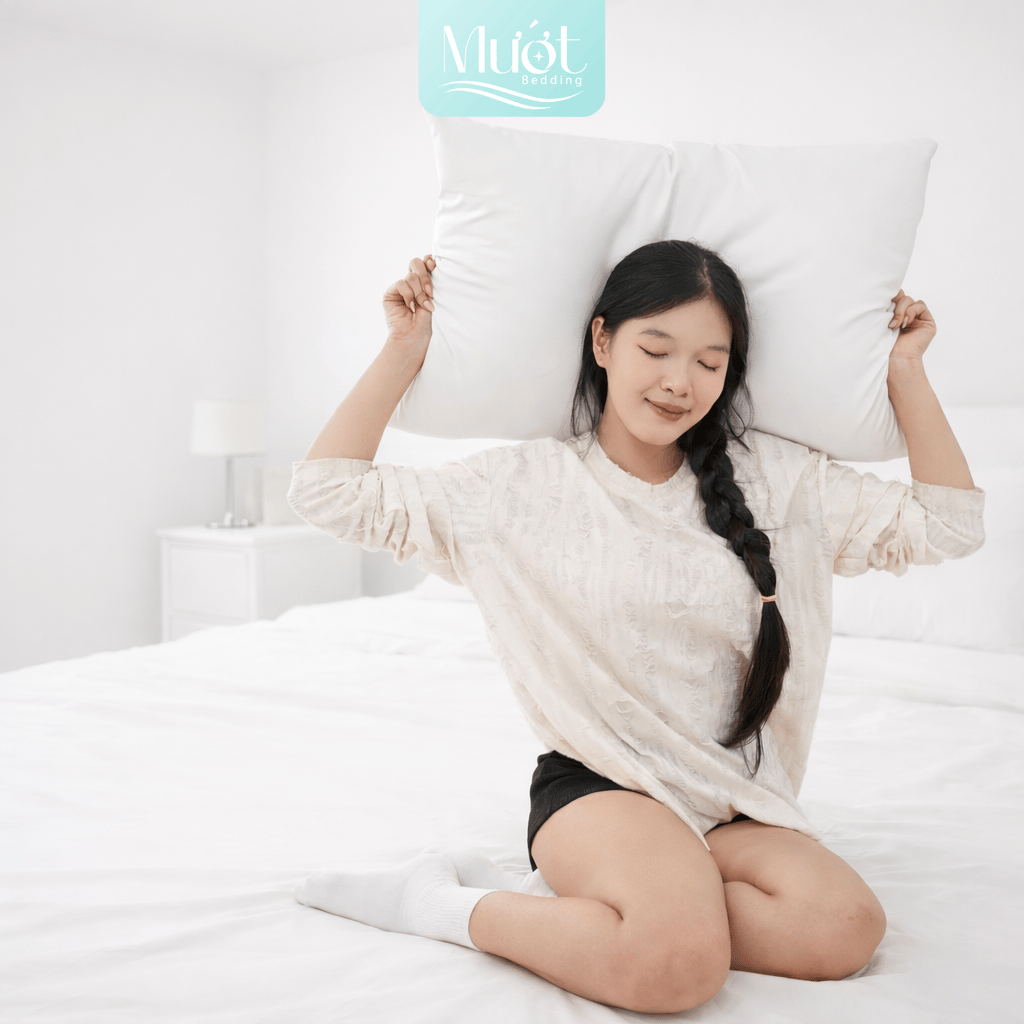 Ruột gối nằm gòn bông, ruột gối ôm Mướt bedding chất liệu gòn bông, gối nằm cao, đàn hồi tốt, nâng đỡ cổ vai gáy