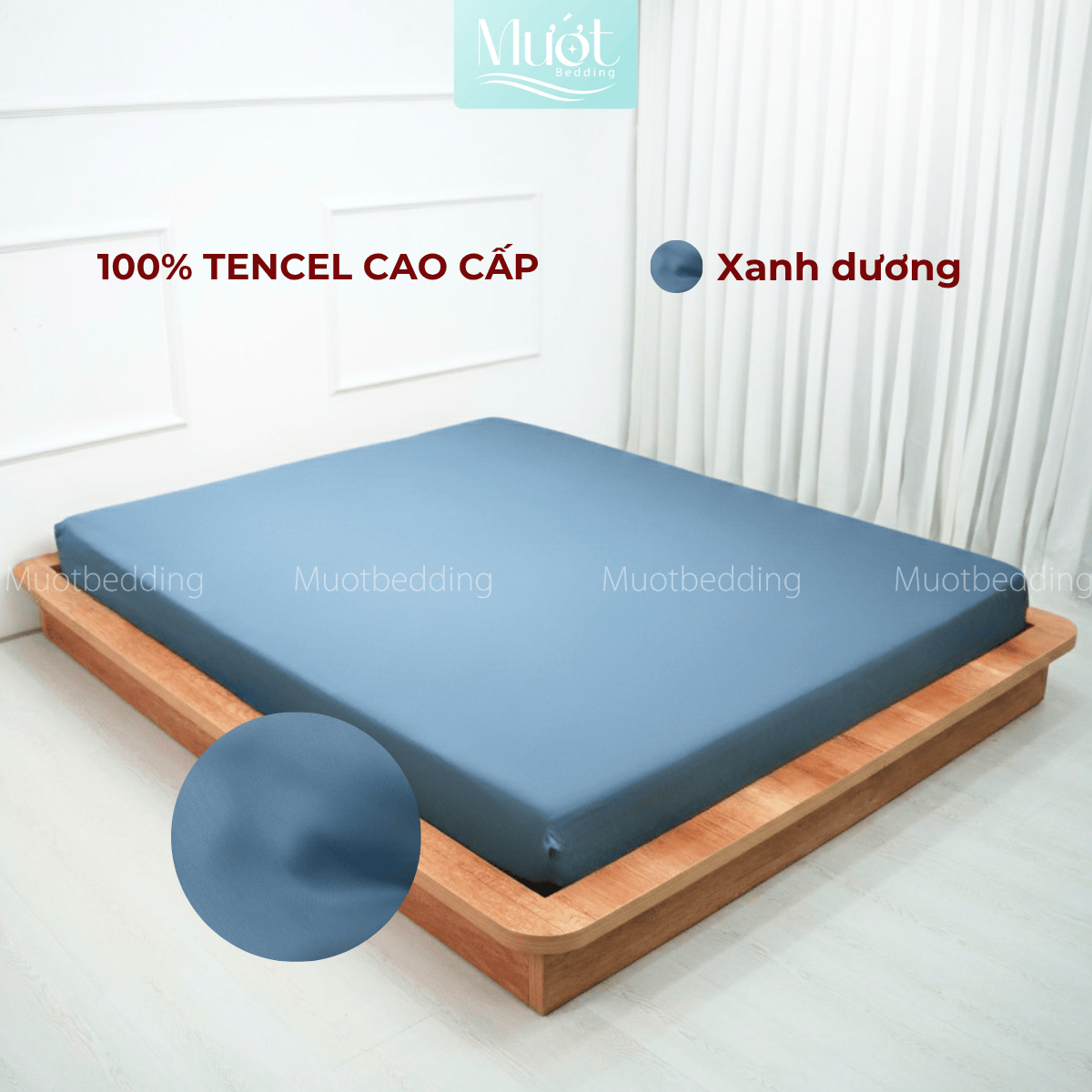 Ga giường kích thước 2m2x2m Lụa Tencel 60s cao cấp trơn màu, drap bo chun