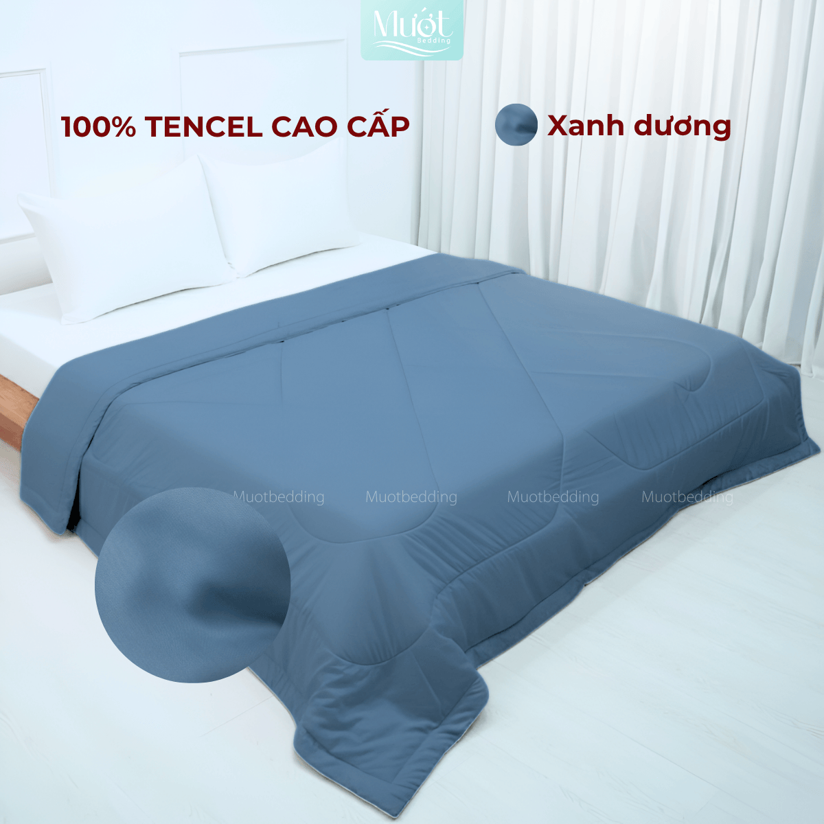 Chăn chần bông Lụa Tencel 60s trơn màu cao cấp Mướt bedding đầy đủ size, mềm mịn thoáng mát