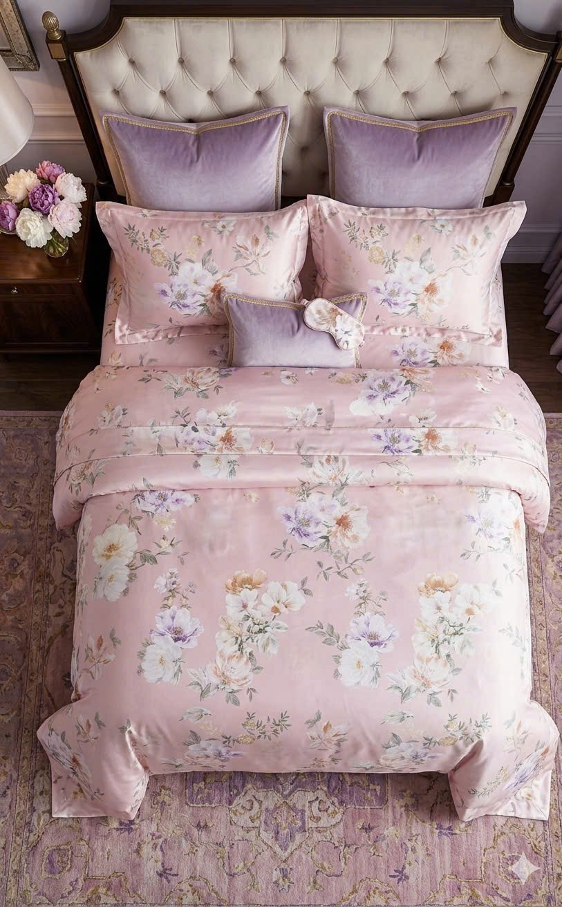 Bộ chăn ga hoạ tiết mùa hè cao cấp đầy đủ size, lụa tencel mềm, mịn, thoáng mát, cotton