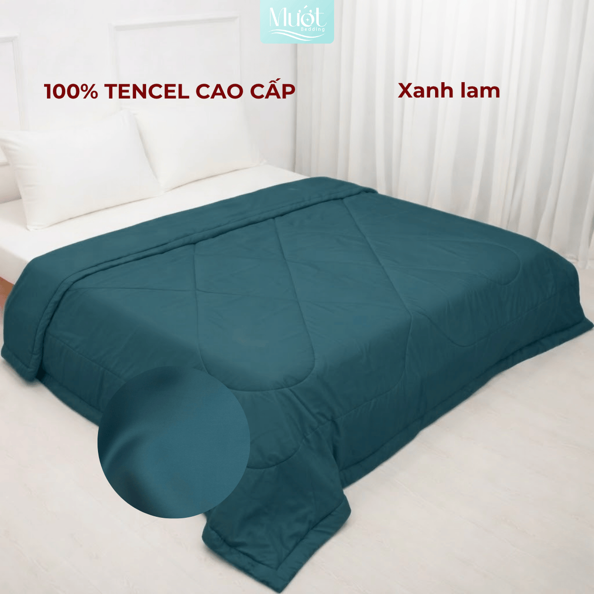 Chăn chần bông Lụa Tencel 60s trơn màu cao cấp Mướt bedding đầy đủ size, mềm mịn thoáng mát