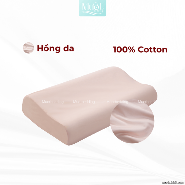 Vỏ gối cao su non Cotton Satin Mướt Bedding trơn màu cao cấp, bao áo gối Memory Foam đầy đủ size
