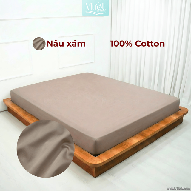 Ga giường Cotton Satin nhiều kích thước  Mướt Bedding, drap 100% cotton cao cấp trơn màu