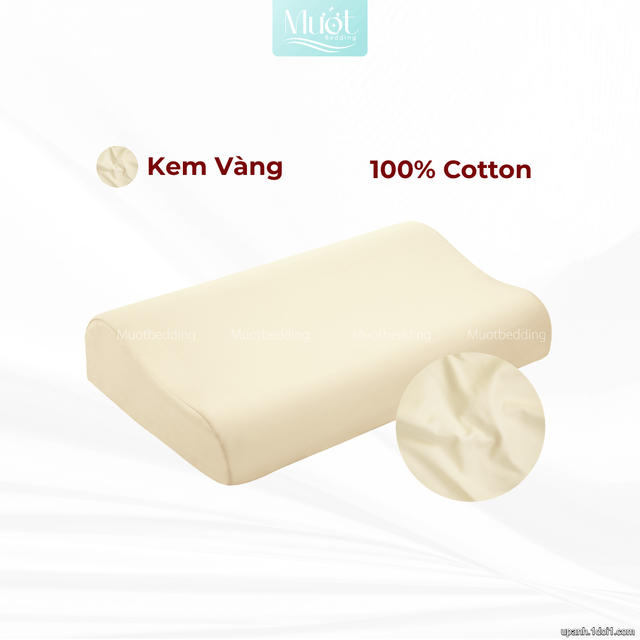 Vỏ gối cao su non Cotton Satin Mướt Bedding trơn màu cao cấp, bao áo gối Memory Foam đầy đủ size