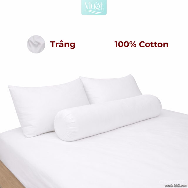 Bộ ga gối lụa Cotton Satin trơn màu - Mướt Bedding, bộ 4 món cao cấp Trắng 1m6x2m (Dày 23-35cm)